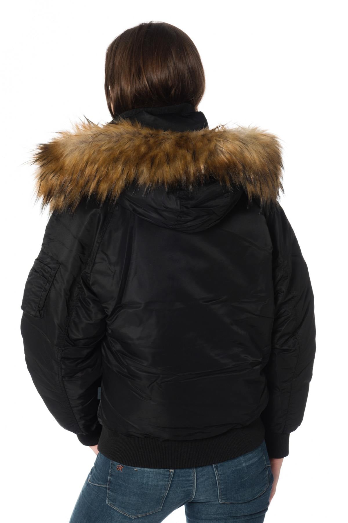 Schott women's bomber jacket with hood and fur - Image n°6