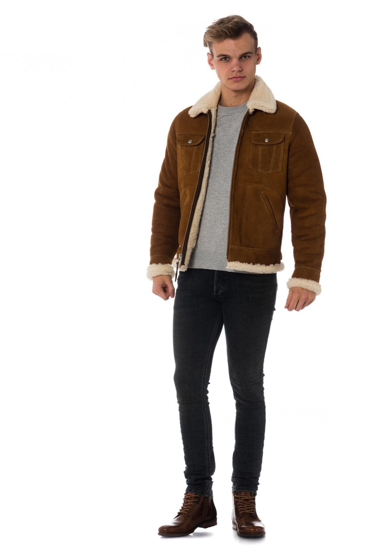 Schott men's shearling jacket - Image n°2