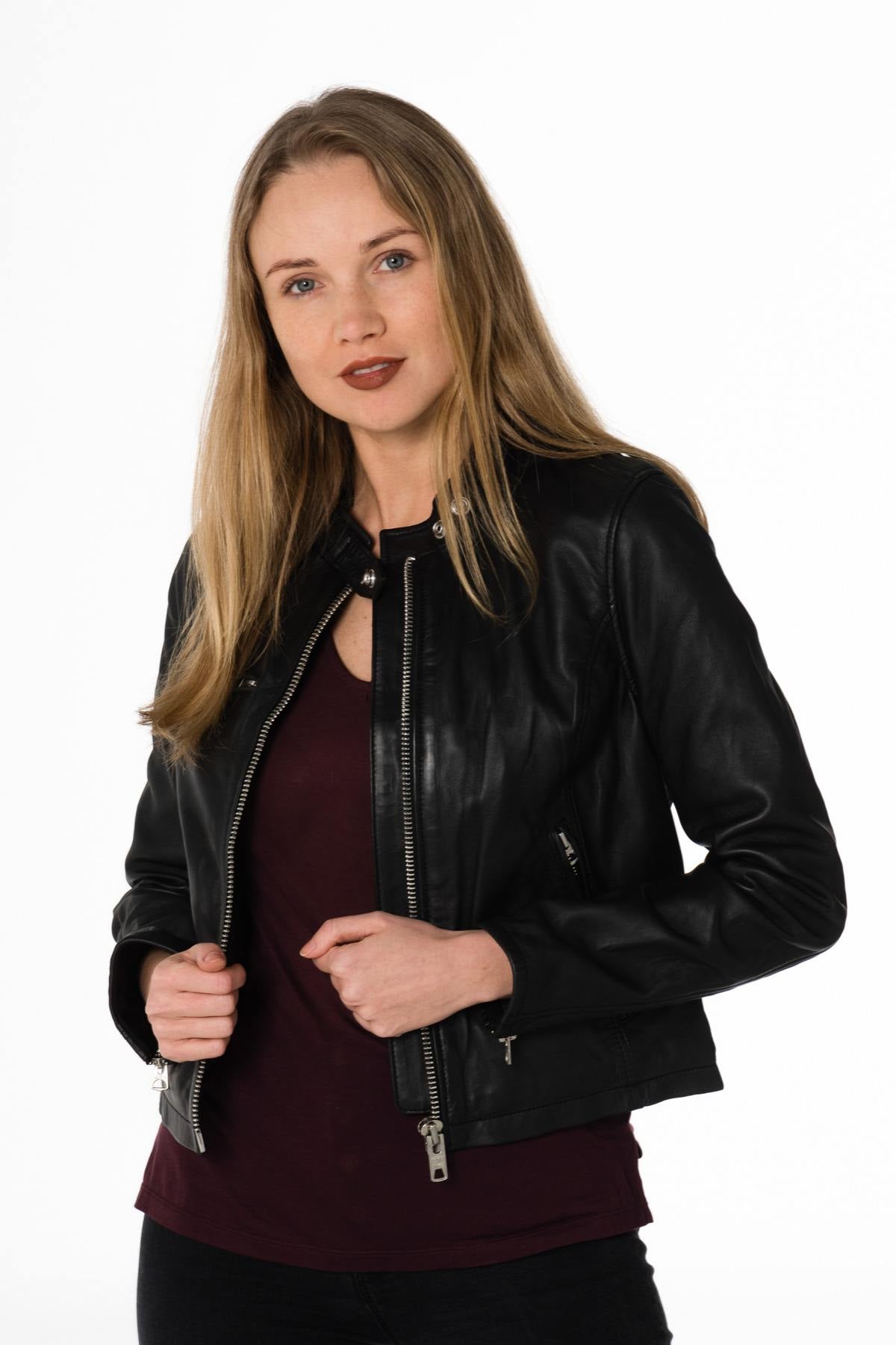 Black leather biker jacket - Image n°5