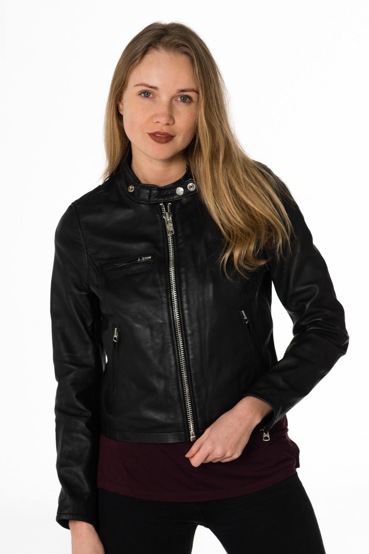 Black leather biker jacket - Image n°7