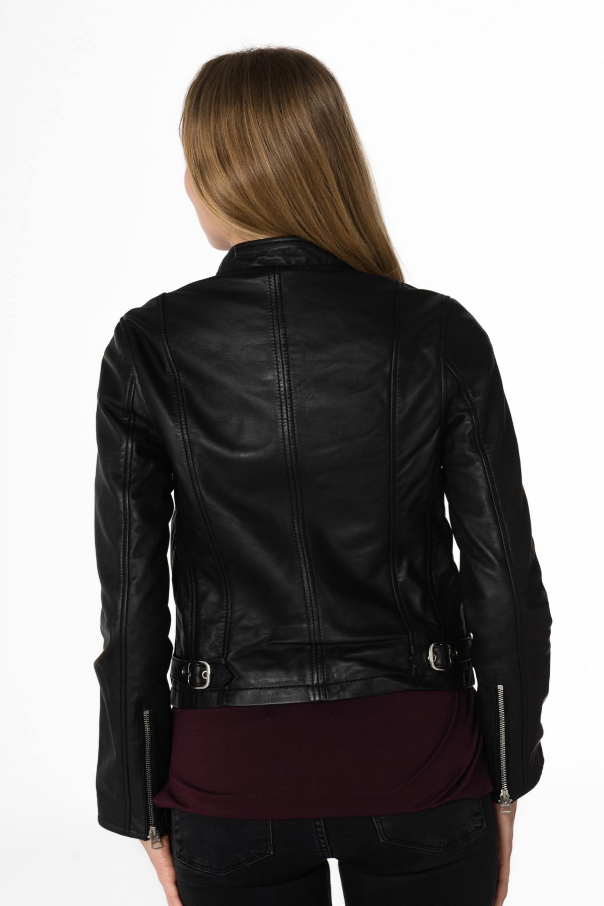 Black leather biker jacket - Image n°8