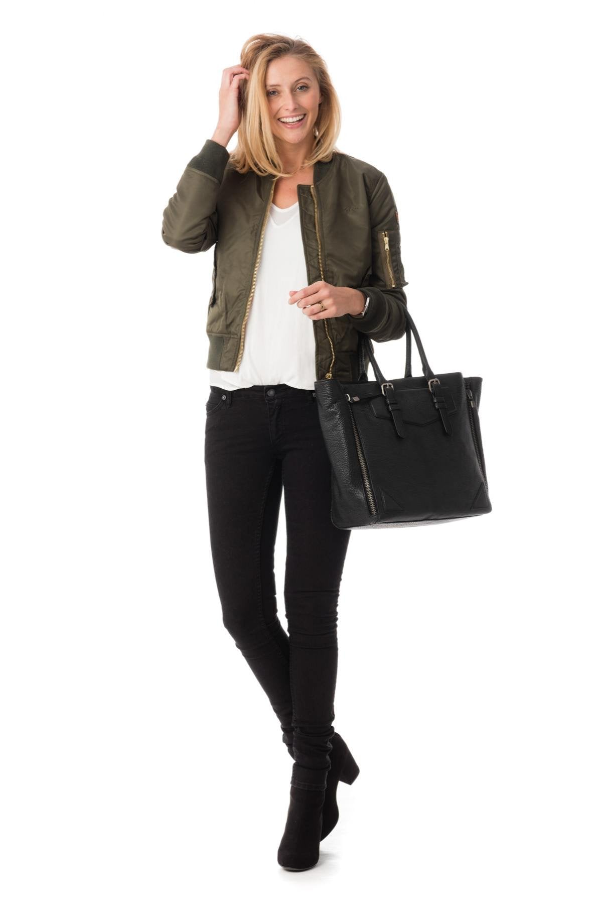 Women's dark khaki bomber jackets - Image n°2