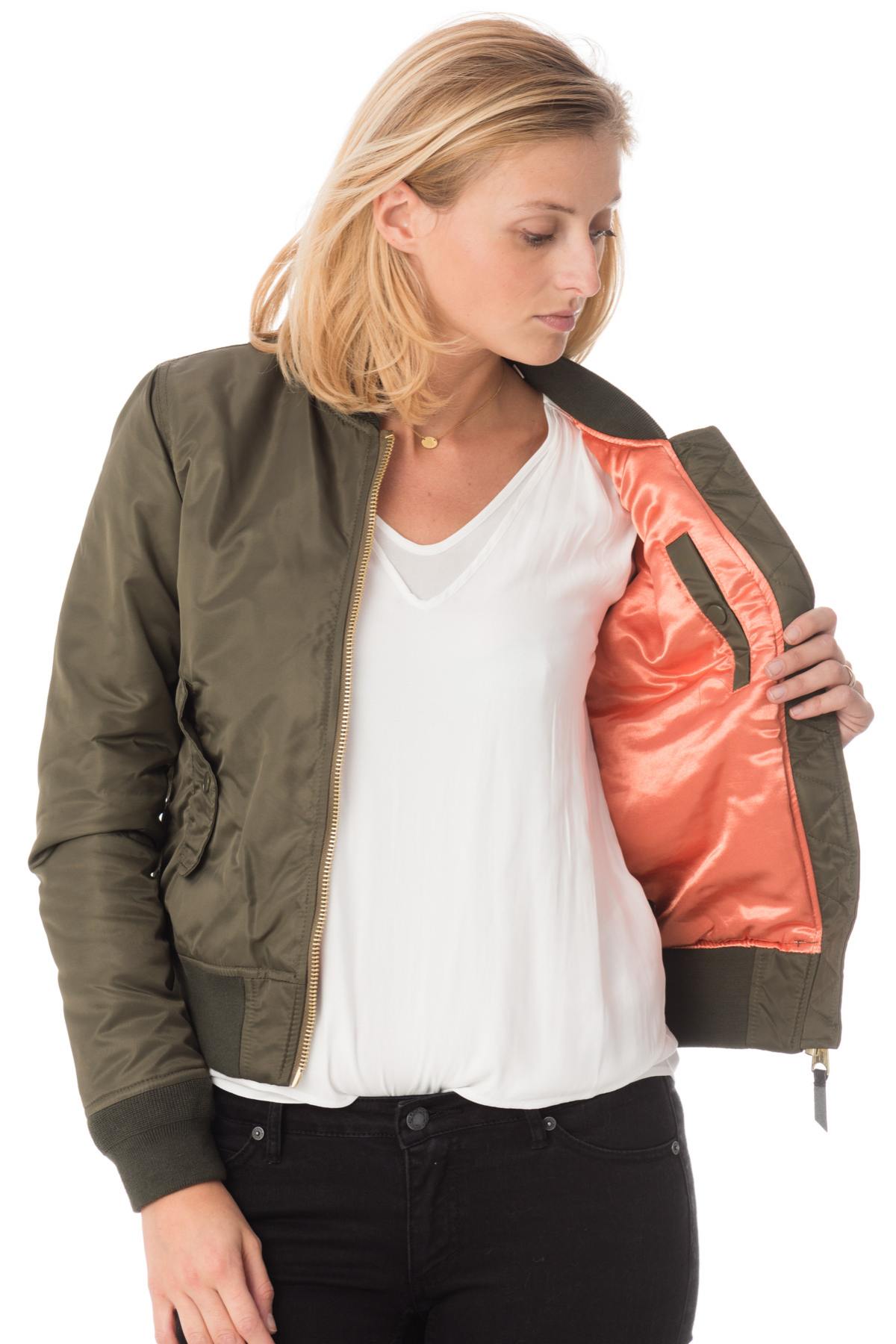 Women's dark khaki bomber jackets - Image n°4