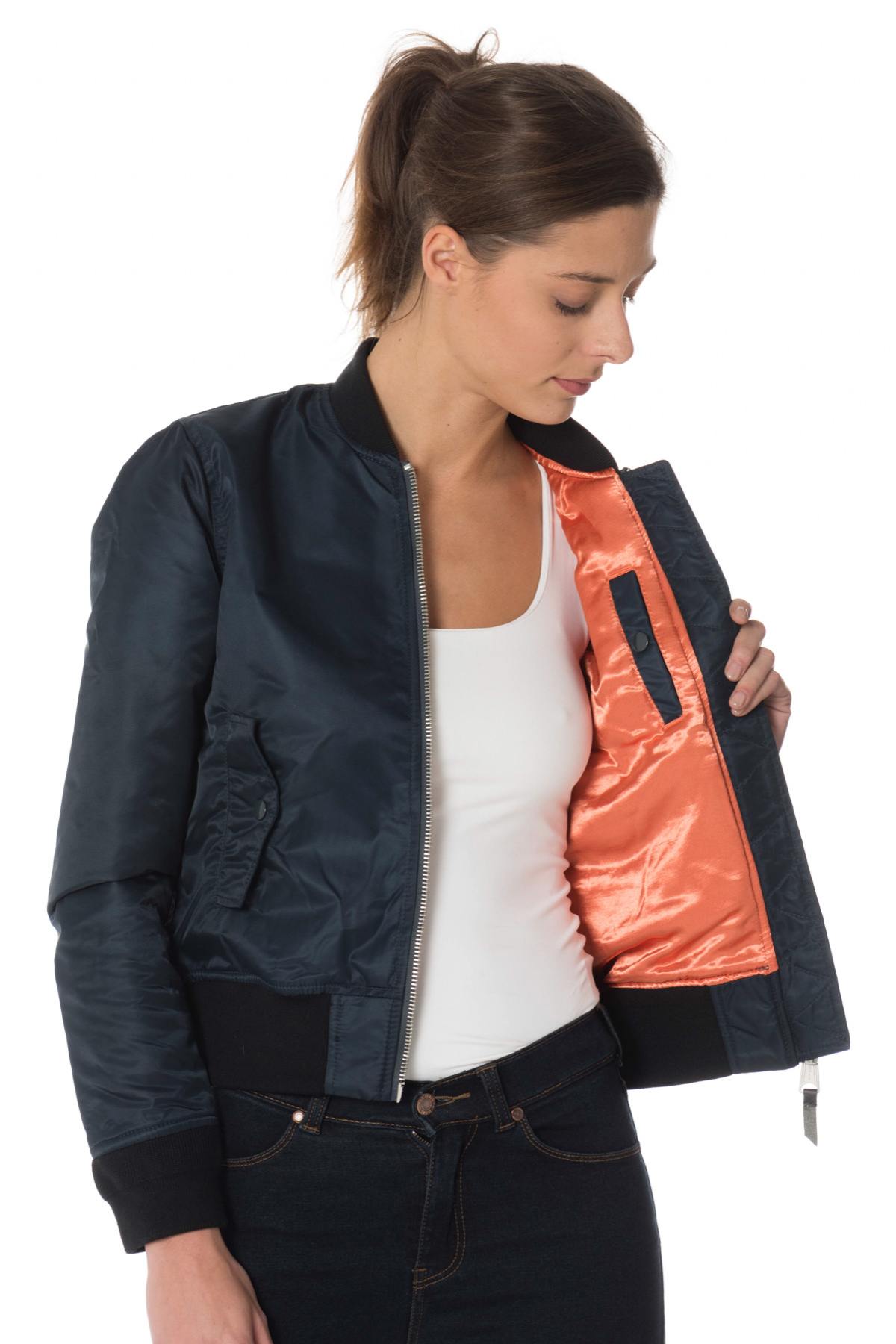 Women's navy blue nylon bombers - Image n°5