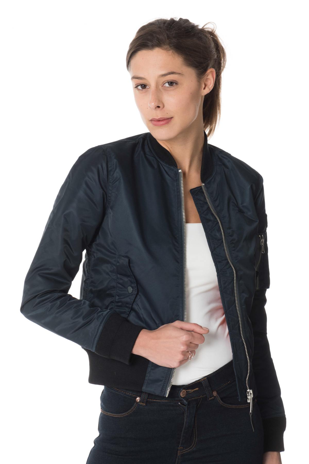 Women's navy blue nylon bombers - Image n°4