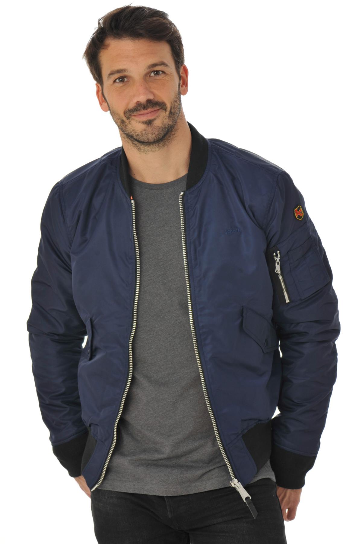 Schott Men's Textile Jacket Blue - Image n°5