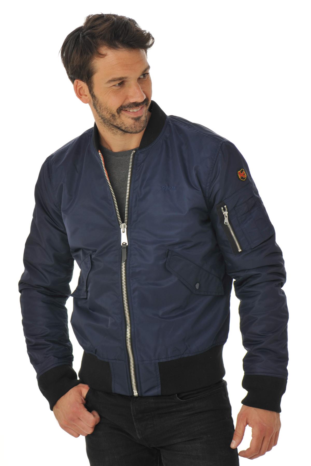 Schott Men's Textile Jacket Blue - Image n°1