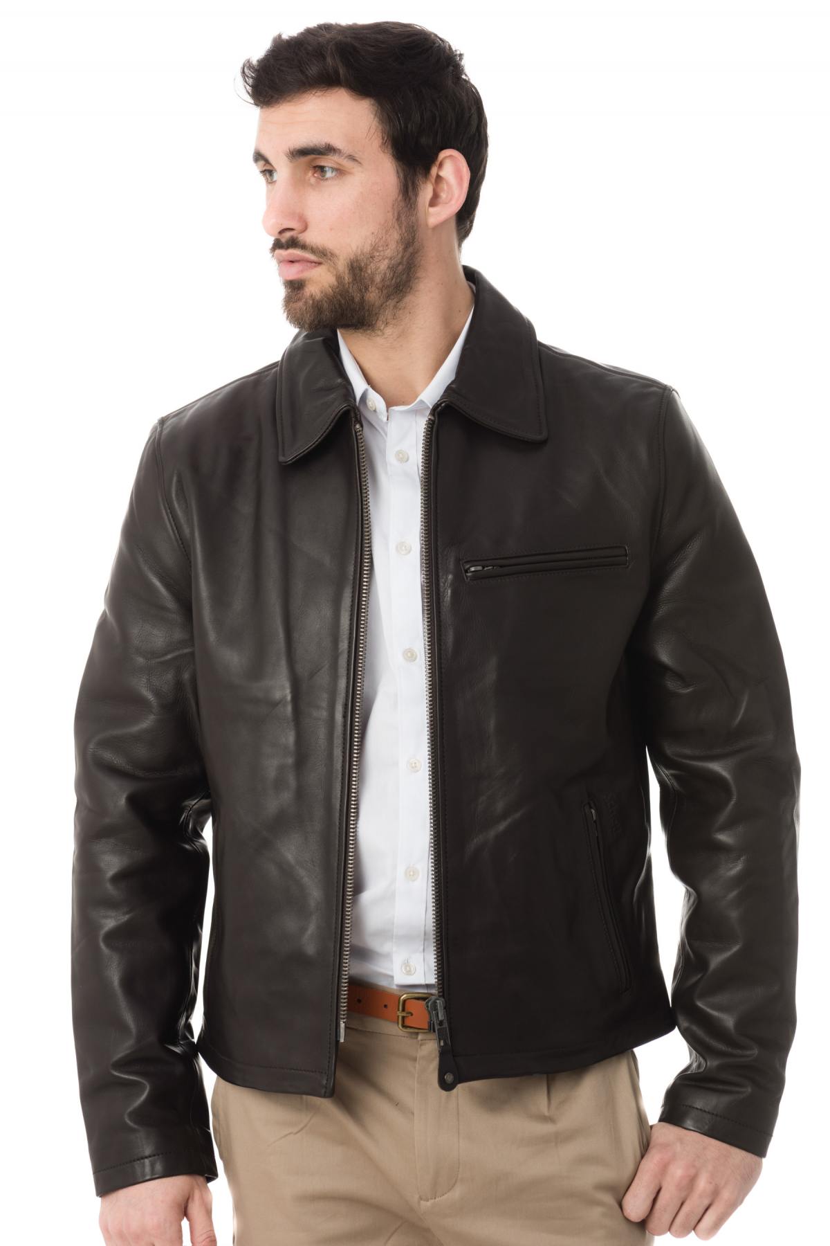 Schott jacket in dark brown cowhide - Image n°3