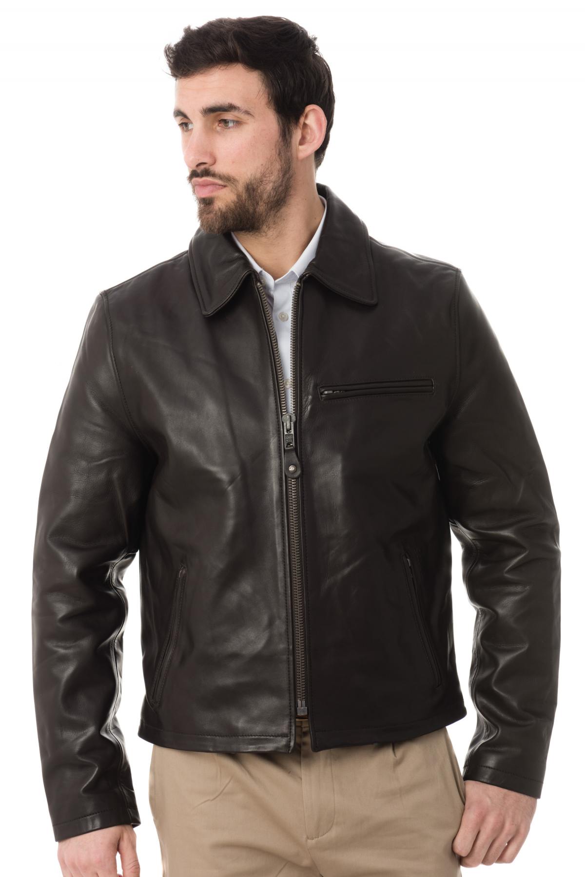 Schott jacket in dark brown cowhide - Image n°1