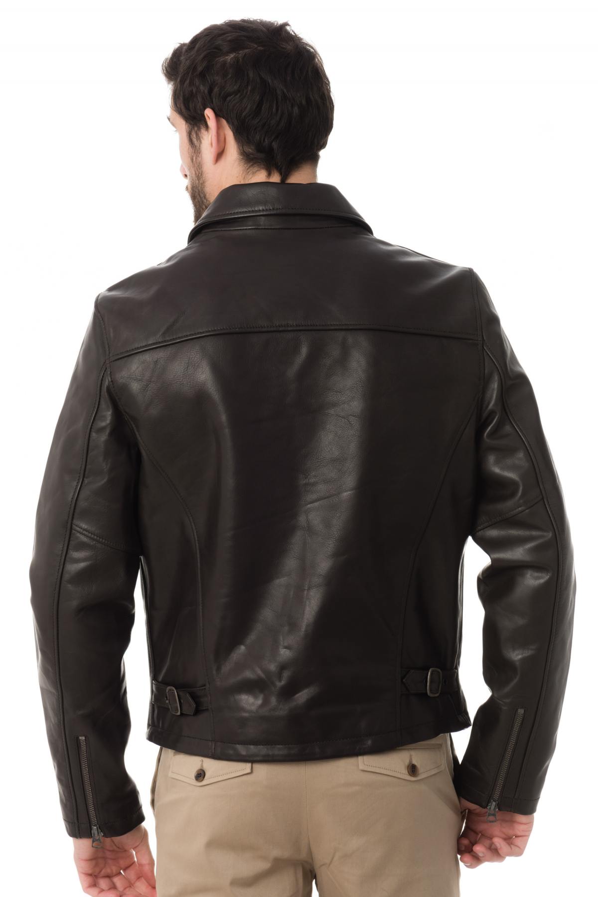 Schott jacket in dark brown cowhide - Image n°5