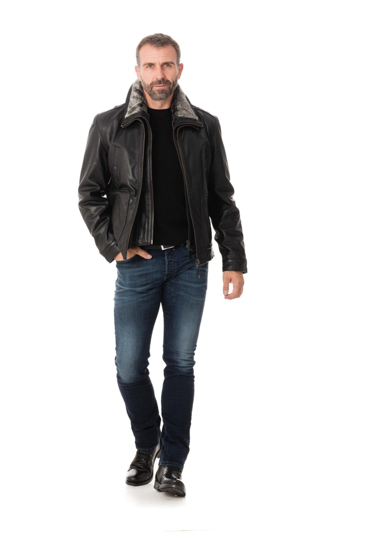 SCHOTT men's black leather jacket - Image n°2