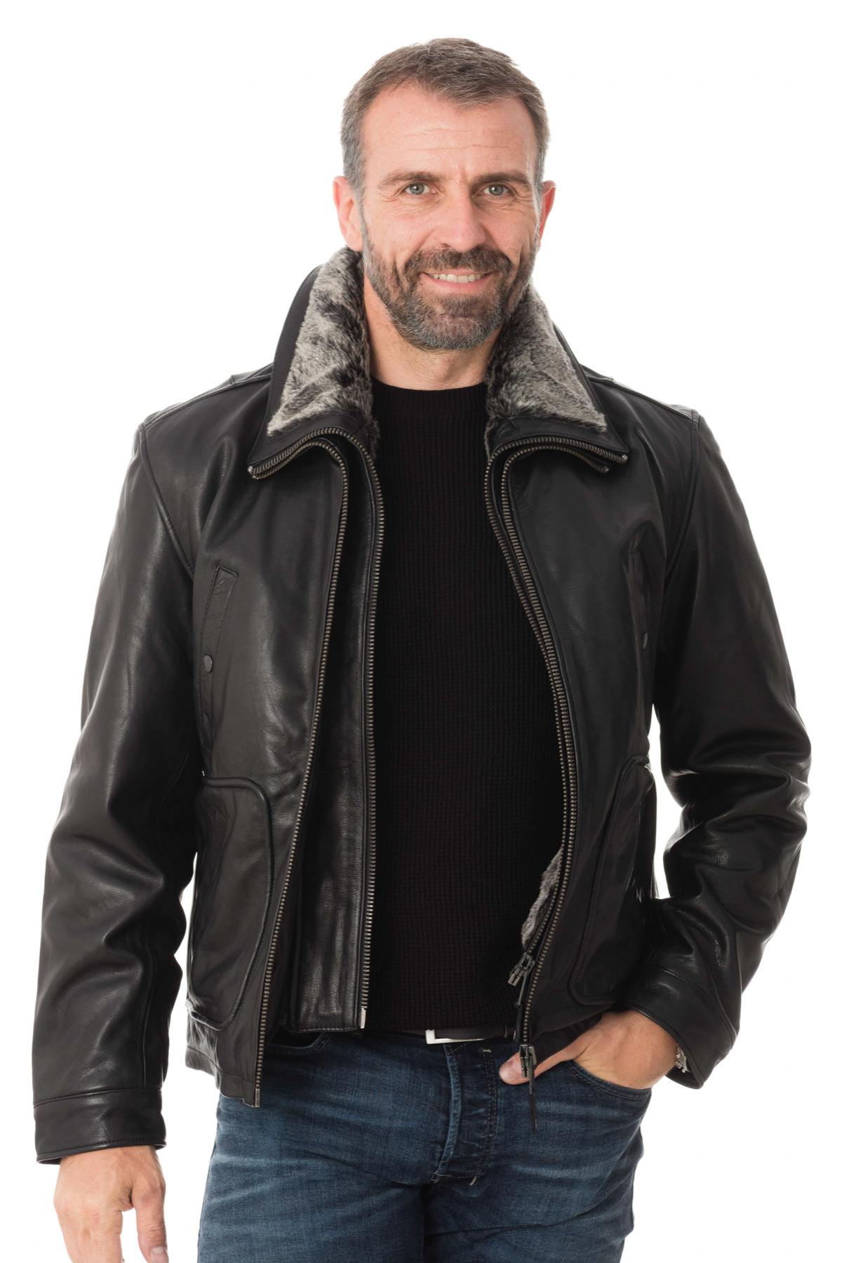 SCHOTT men's black leather jacket - Image n°3