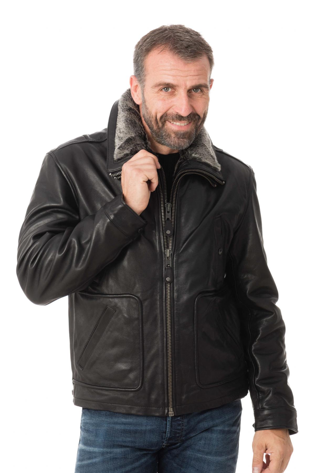 SCHOTT men's black leather jacket - Image n°4