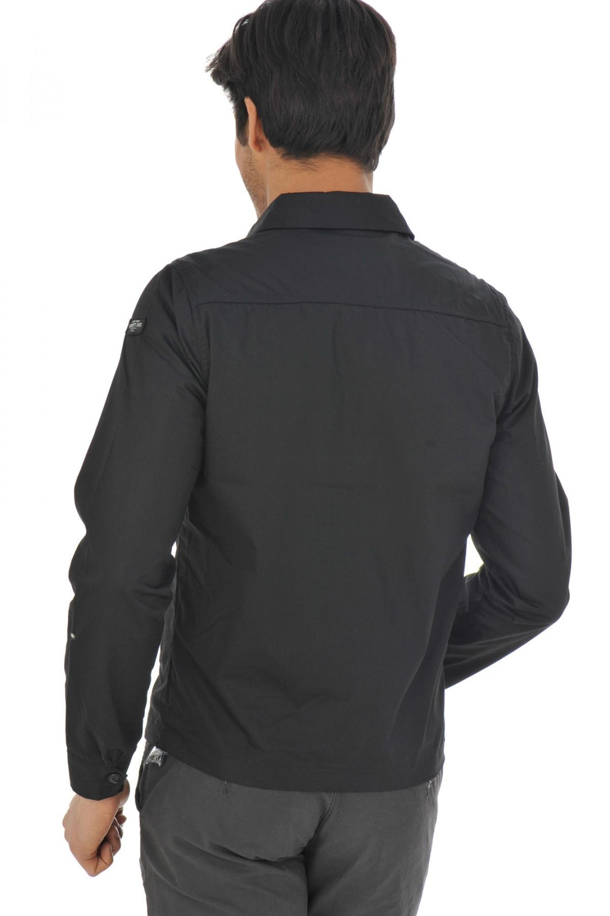 Schott black textile jacket with shirt collar - Image n°6