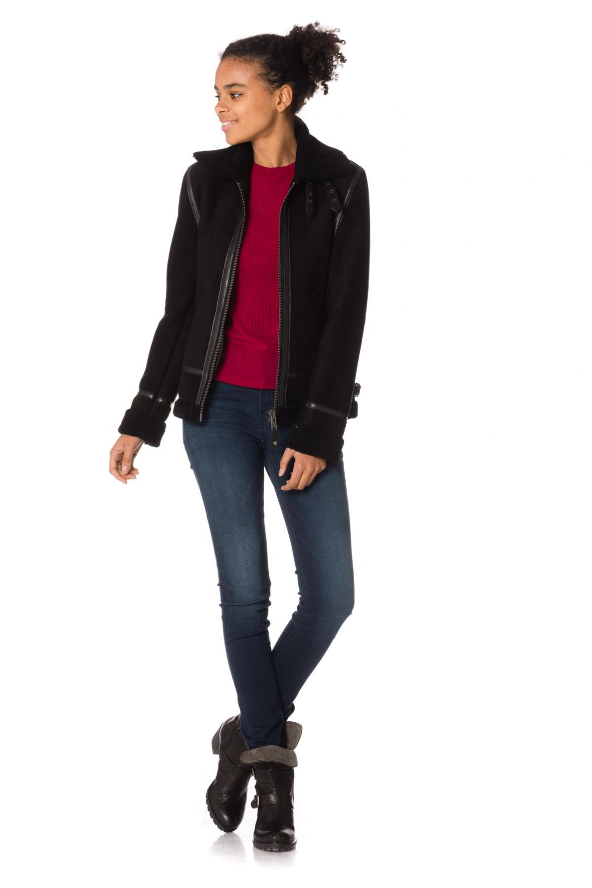 Black Schott bomber for trendy women - Image n°2