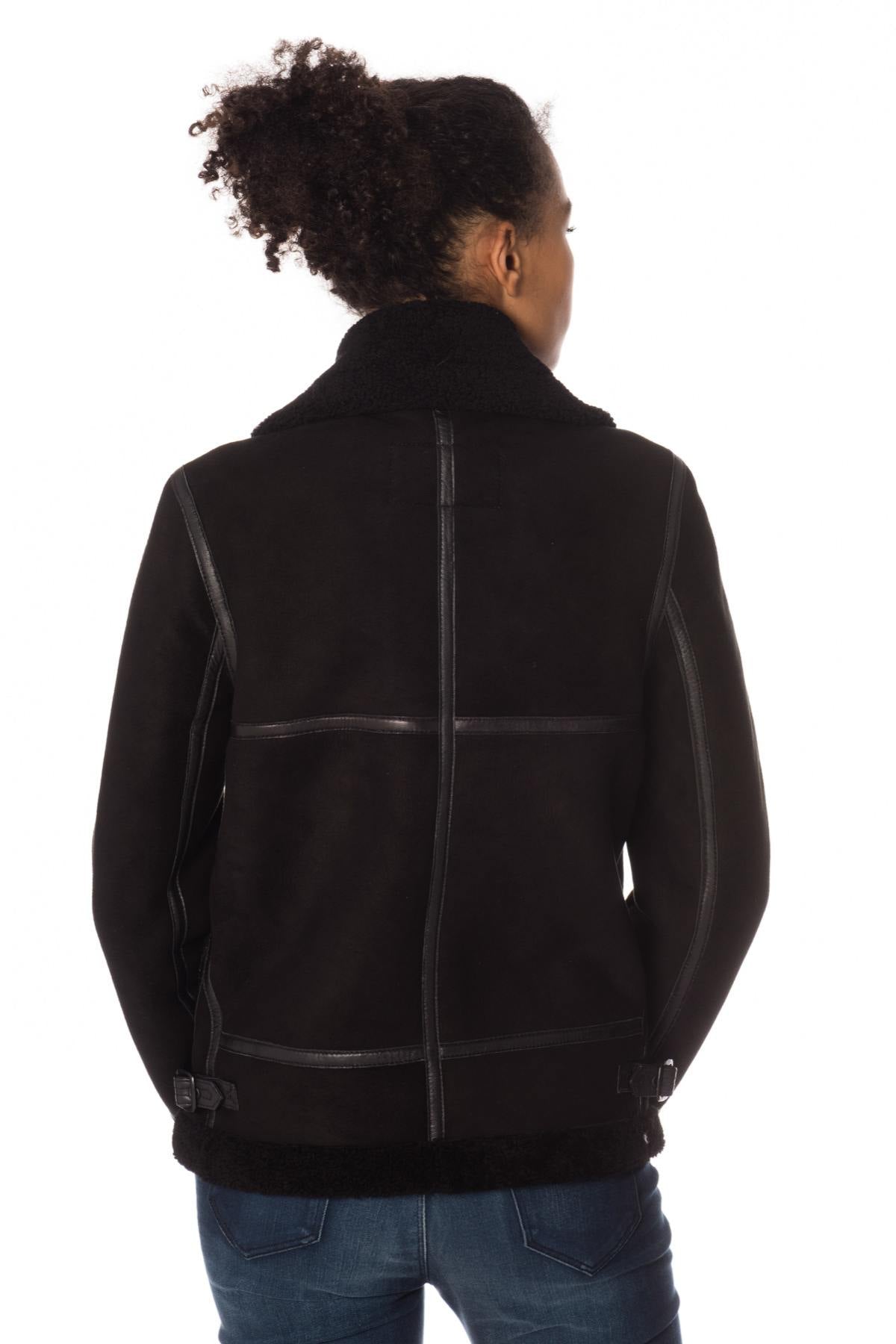 Black Schott bomber for trendy women - Image n°5