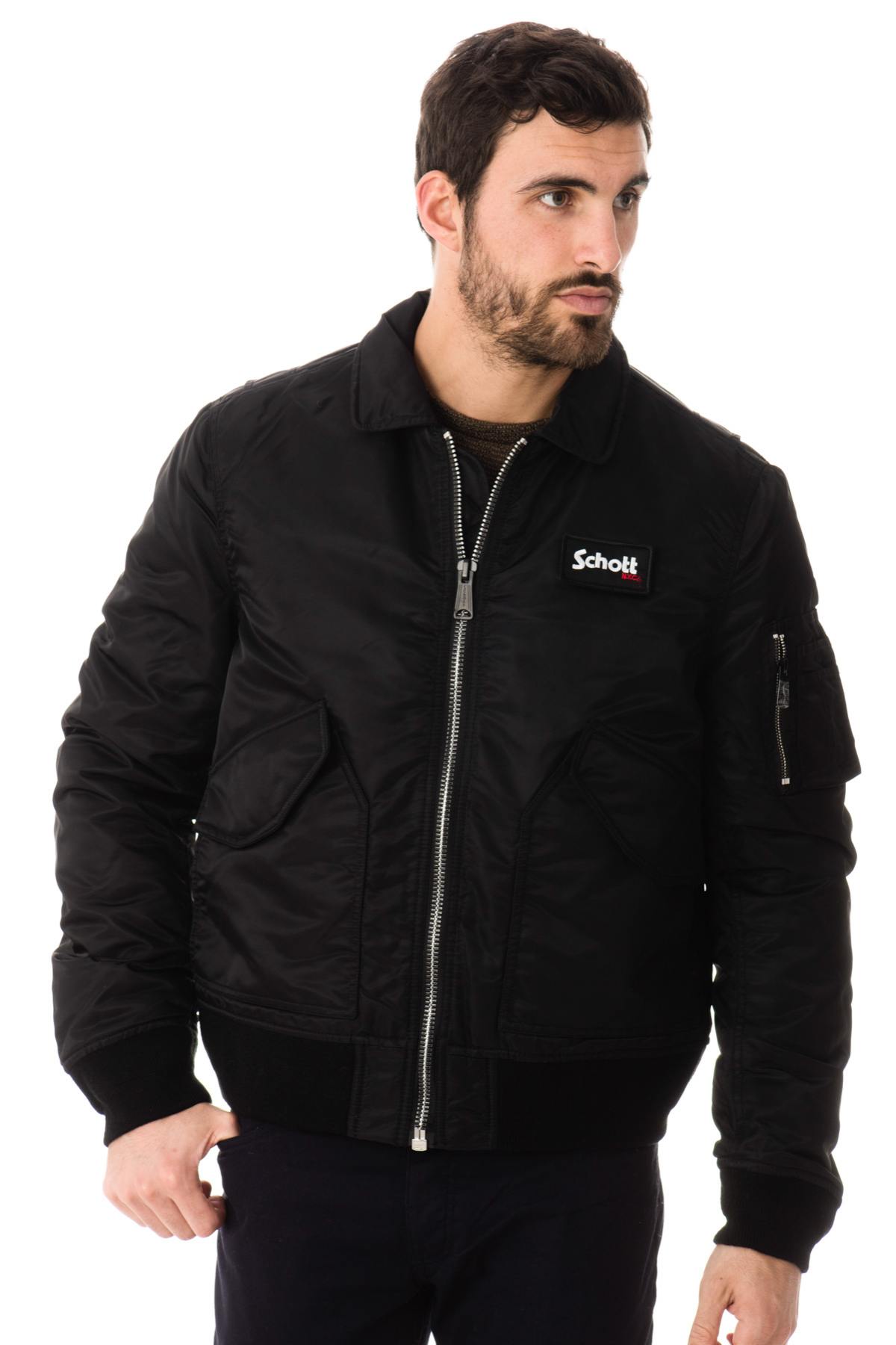 Black nylon bombers for men. - Image n°1