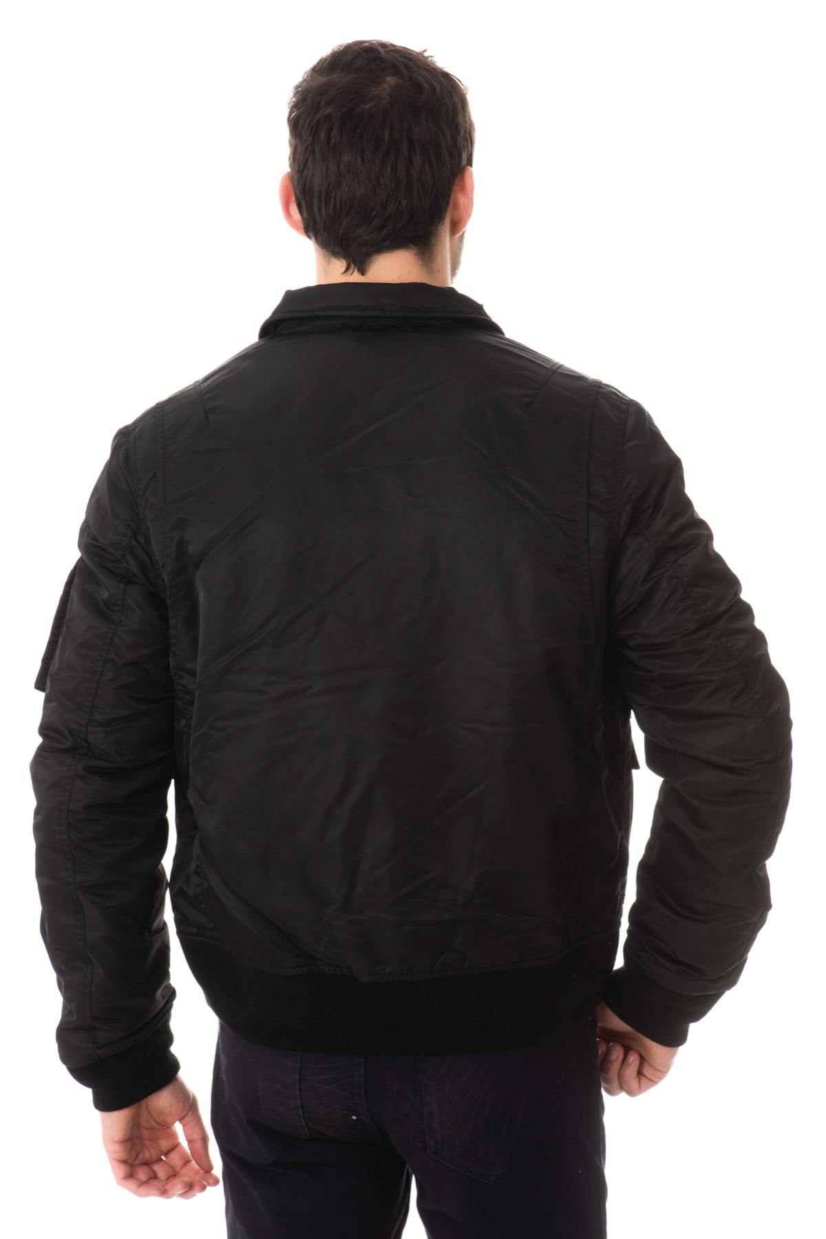 Black nylon bombers for men. - Image n°6