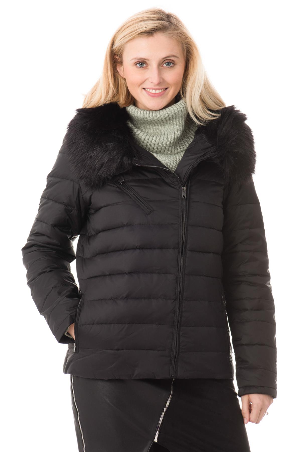 Schott women's black nylon down jacket - Image n°1