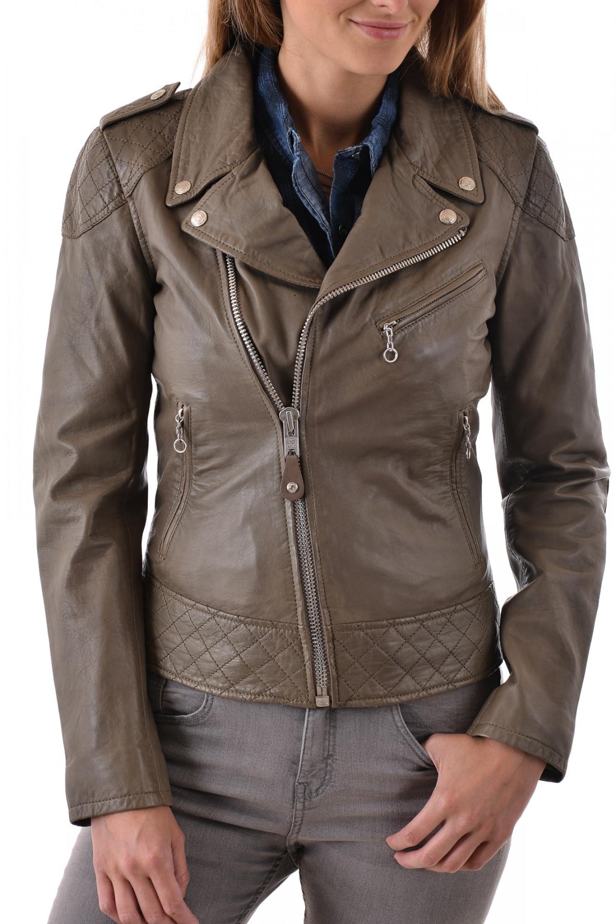 SCHOTT women's perfecto in brown leather - Image n°1