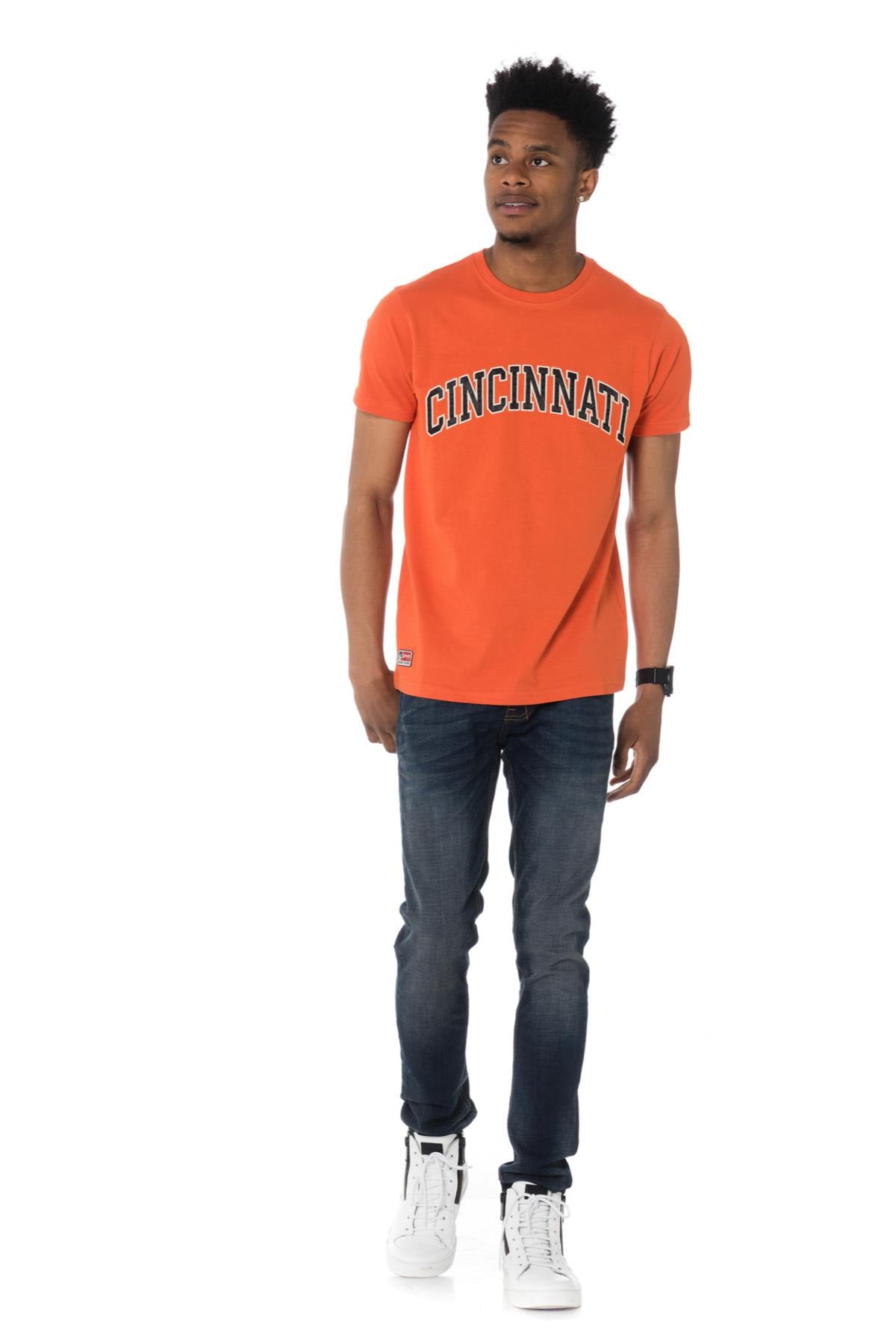 Orange Schott logo Cincinnati t-shirt - Image n°2