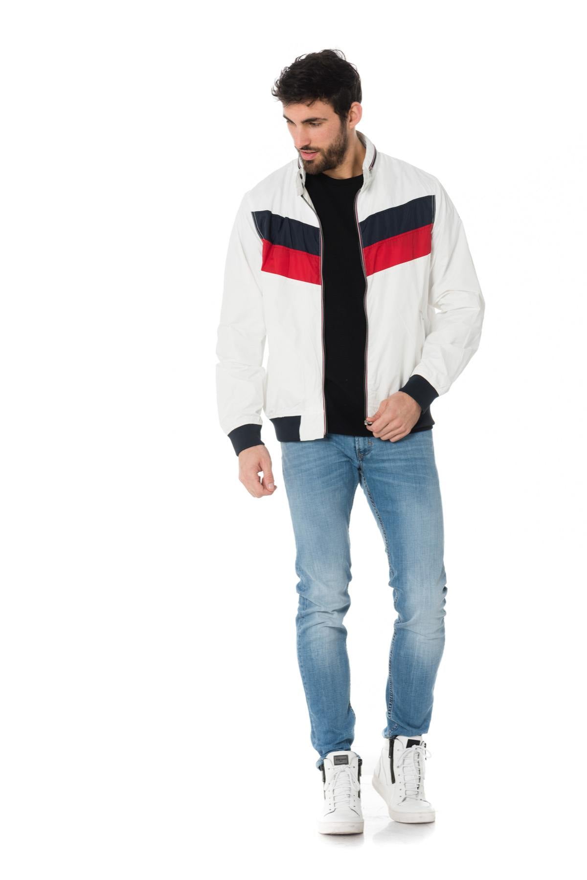 White windbreaker jacket with stripes - Image n°2