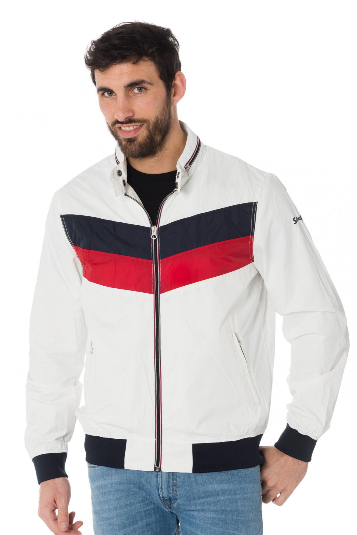 White windbreaker jacket with stripes - Image n°1