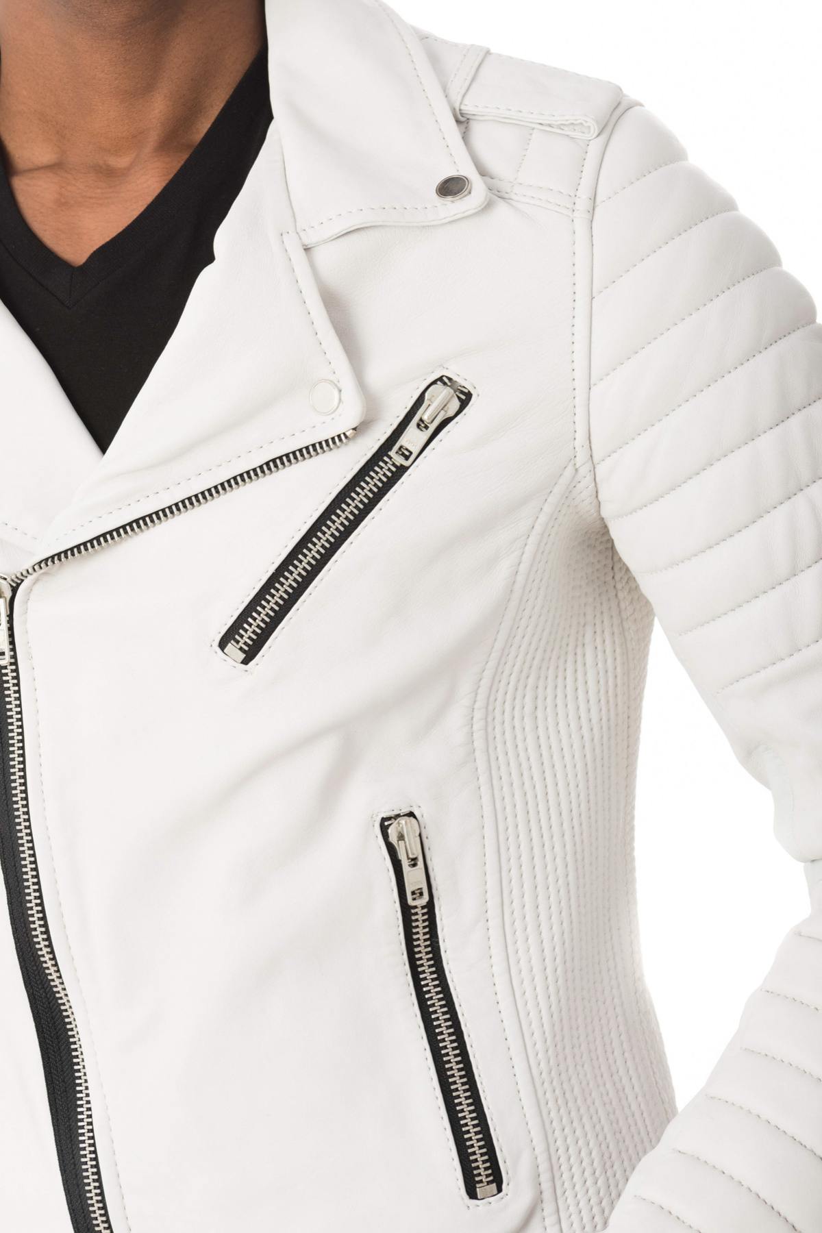 Perfecto style white lambskin jacket - Image n°8