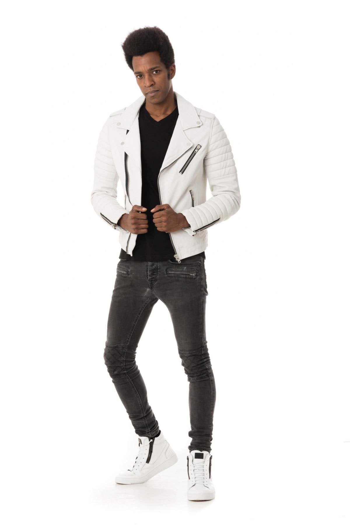 Perfecto style white lambskin jacket - Image n°5