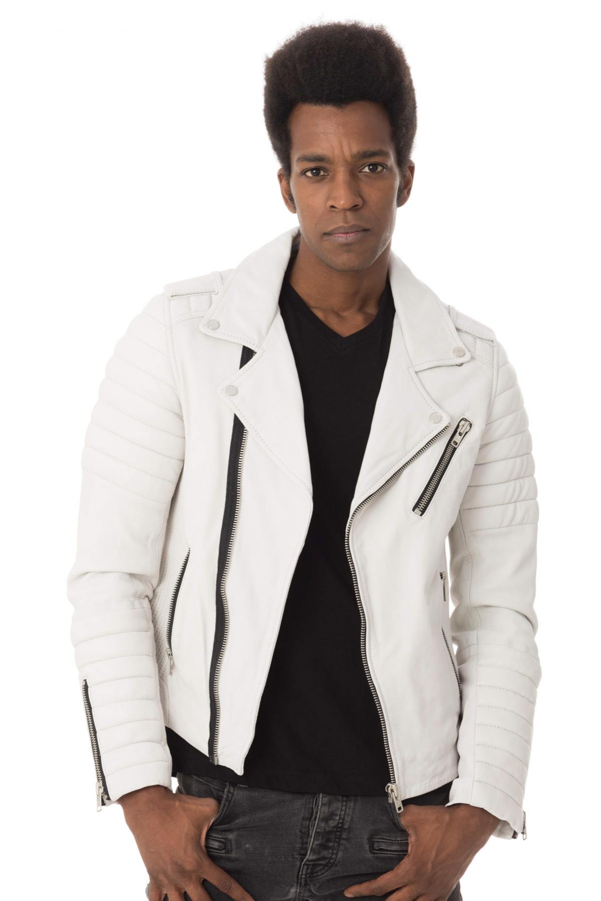 Perfecto style white lambskin jacket - Image n°4