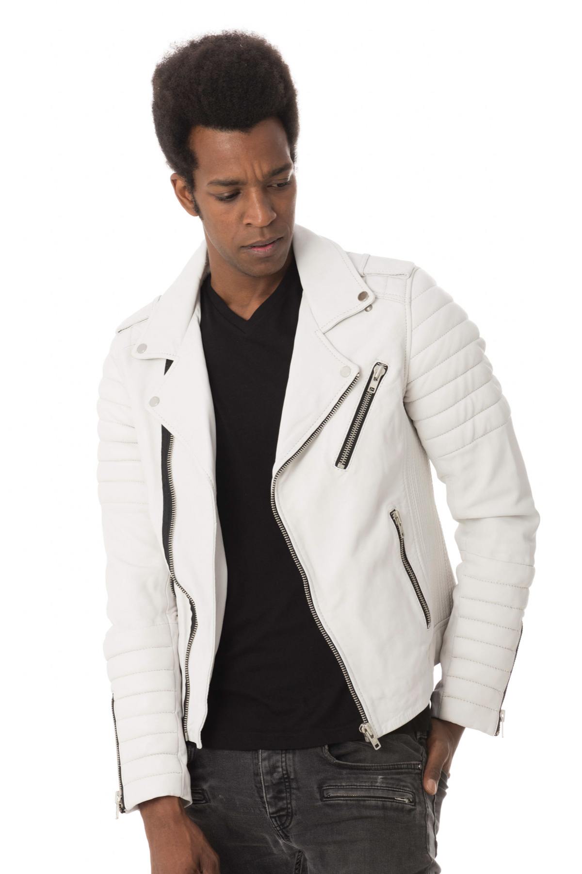 Perfecto style white lambskin jacket - Image n°1