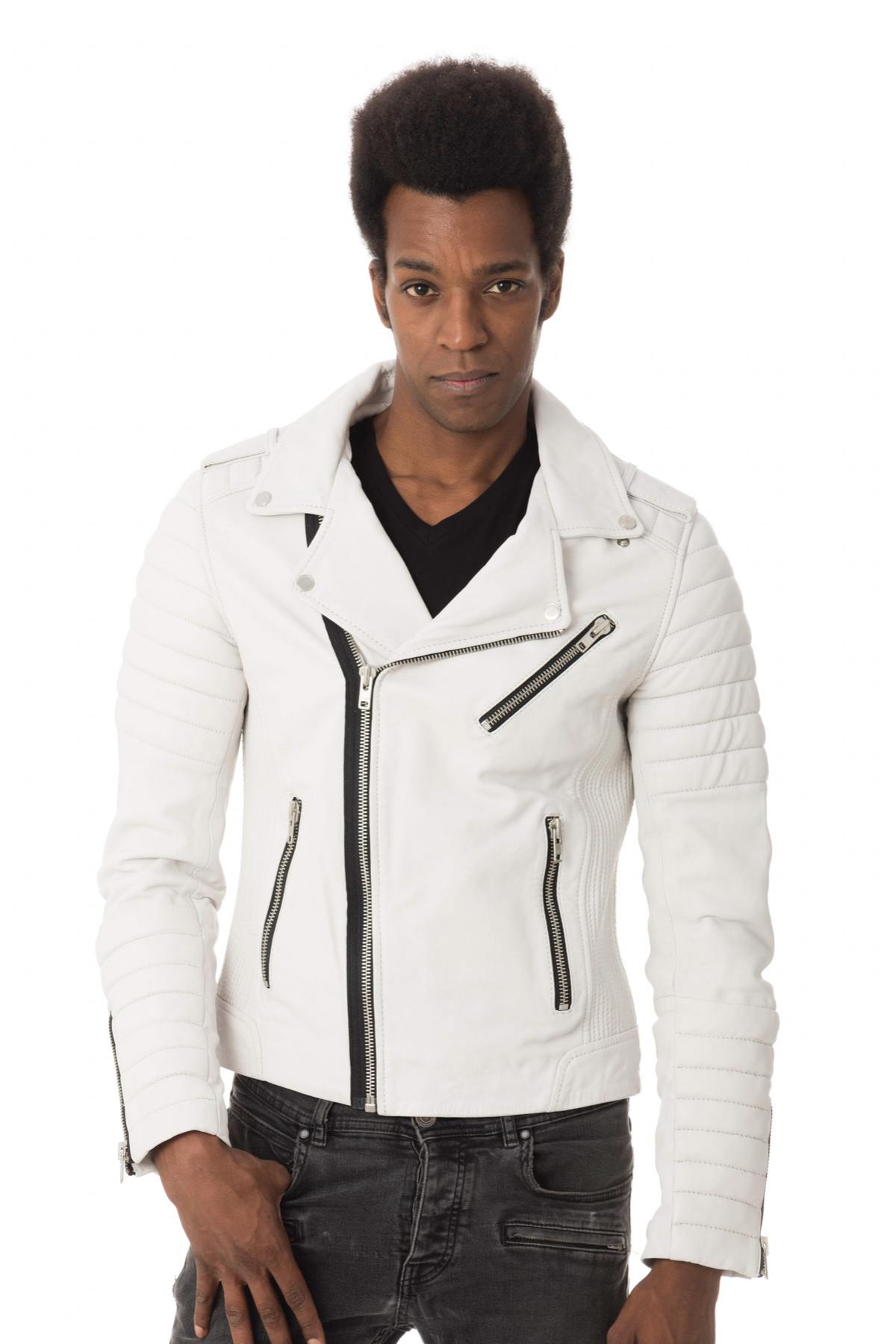 Perfecto style white lambskin jacket - Image n°3