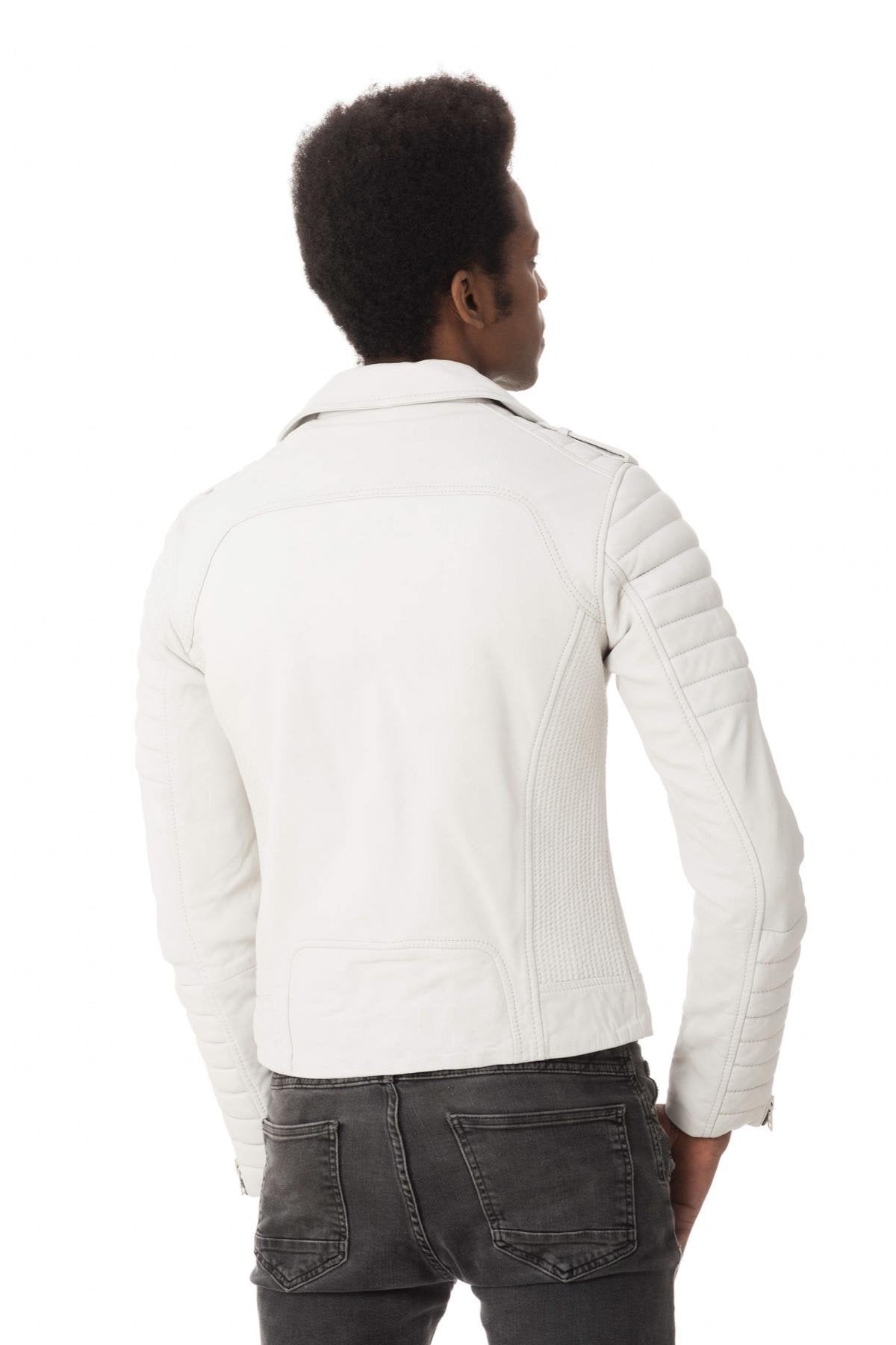 Perfecto style white lambskin jacket - Image n°6