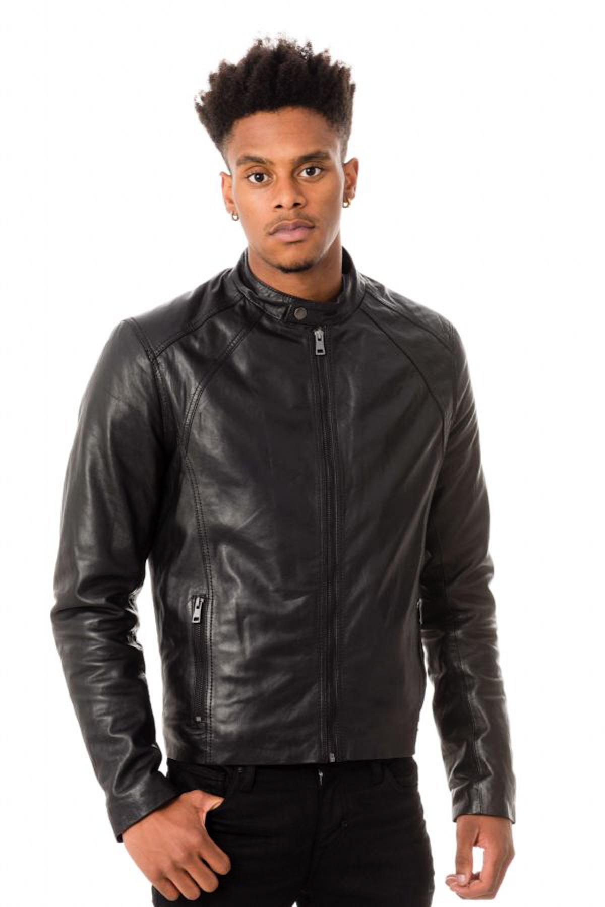 Men's black round neck jacket - Image n°9