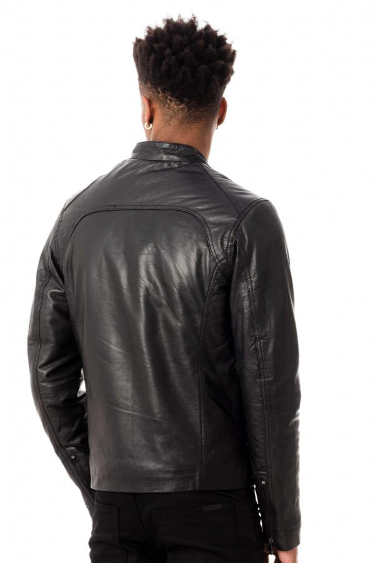 Men's black round neck jacket - Image n°11