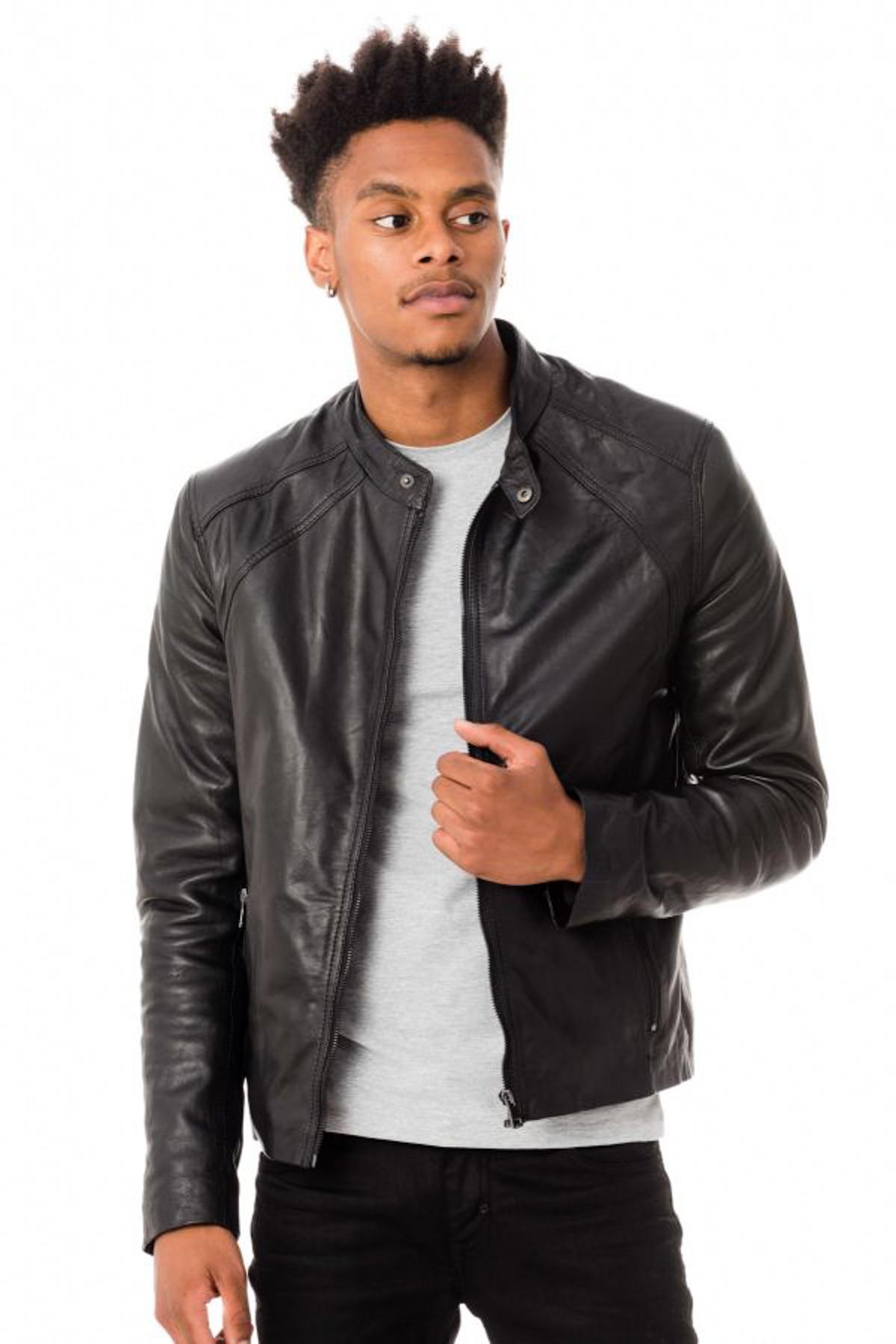 Men's black round neck jacket - Image n°10