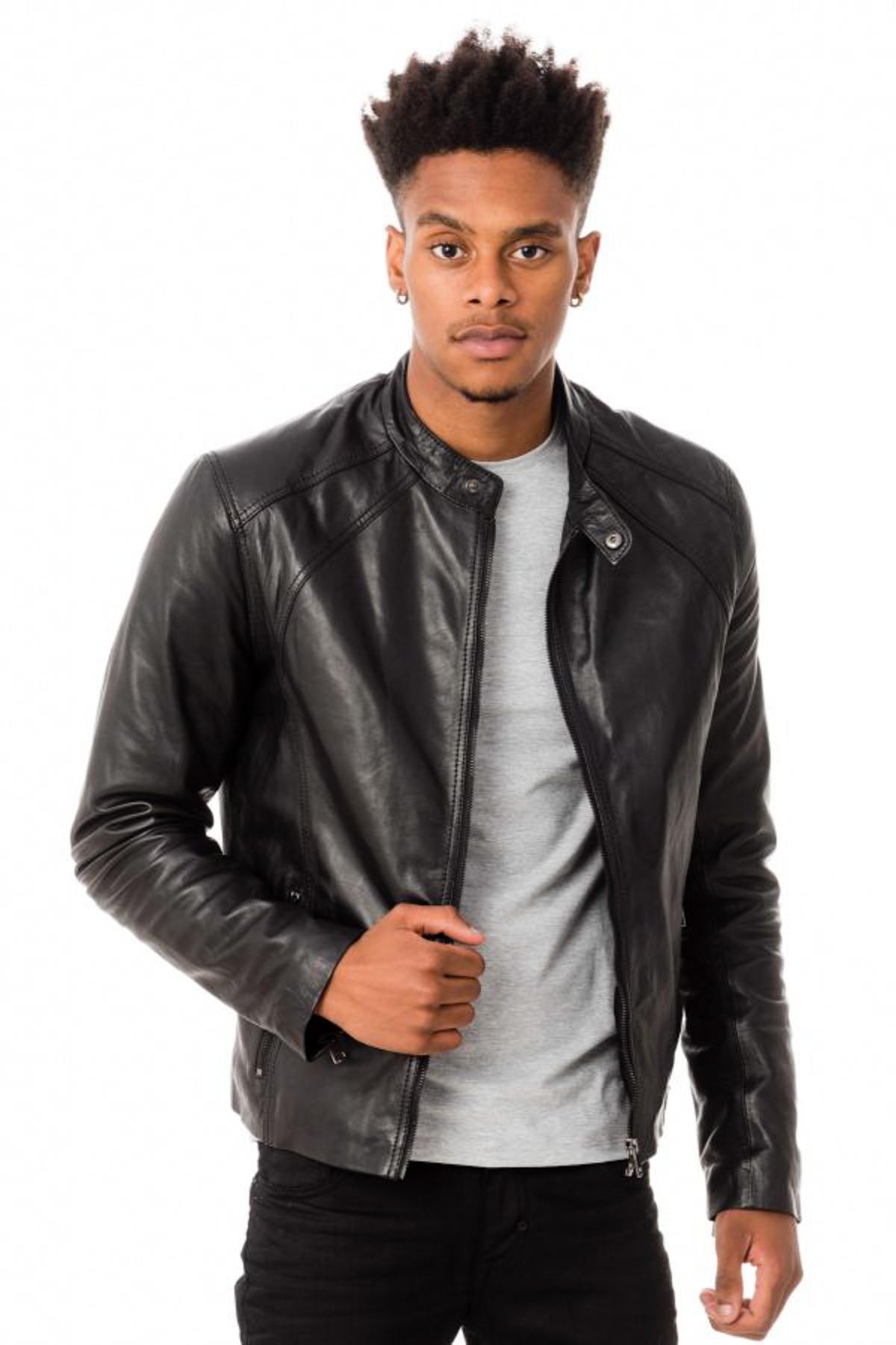 Men's black round neck jacket - Image n°7