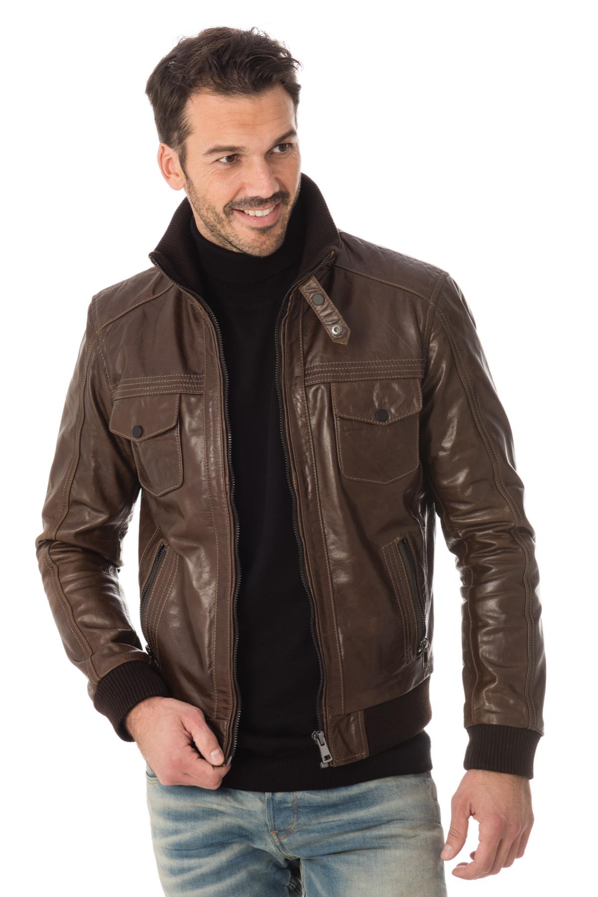 Serge Pariente jacket in brown buffalo leather - Image n°3