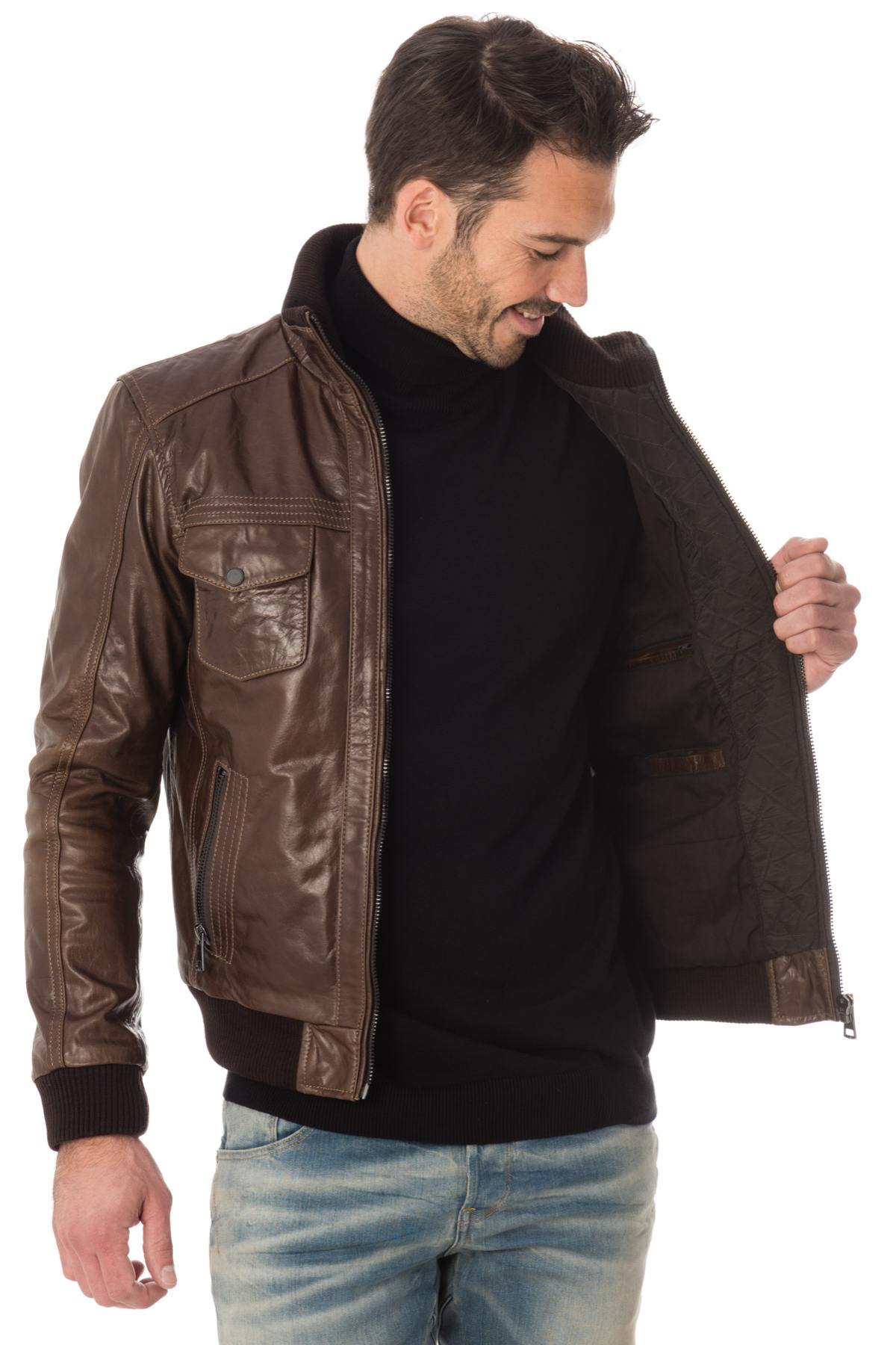 Serge Pariente jacket in brown buffalo leather - Image n°4