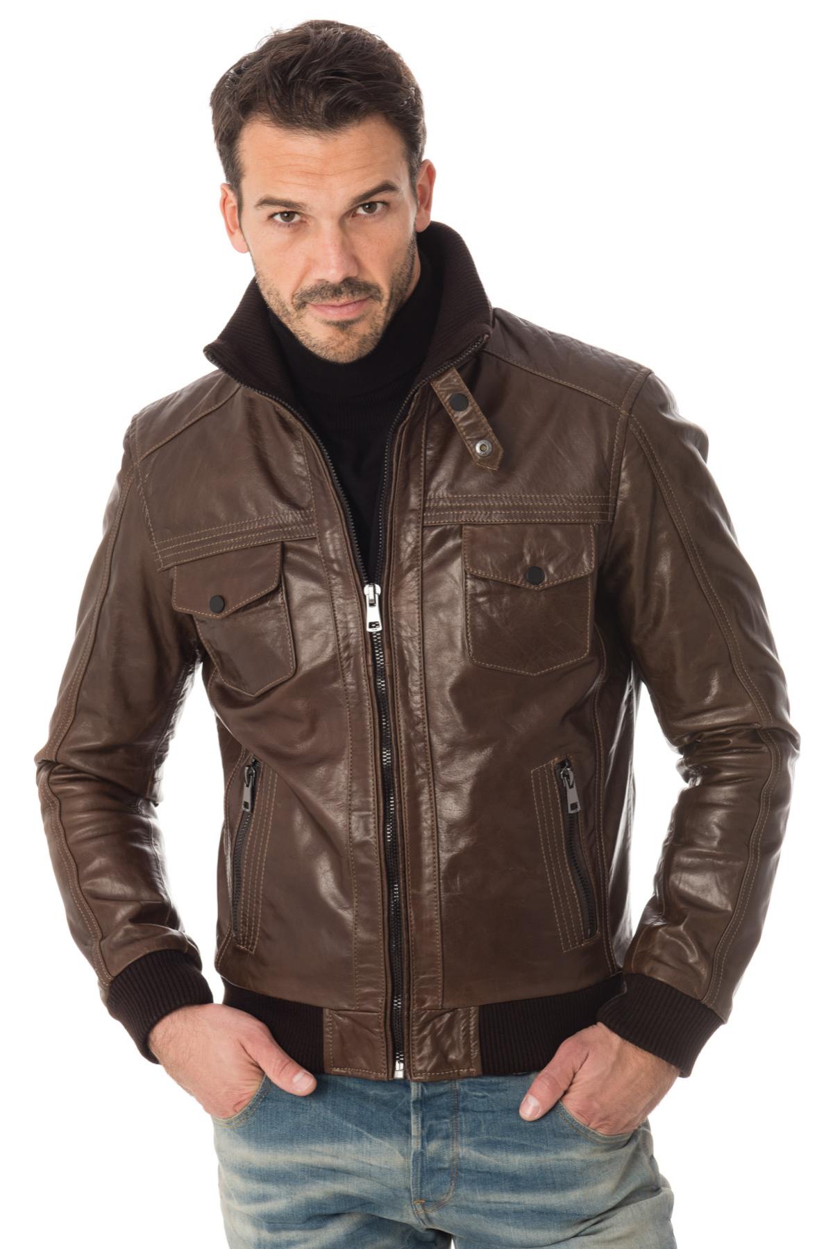 Serge Pariente jacket in brown buffalo leather - Image n°1