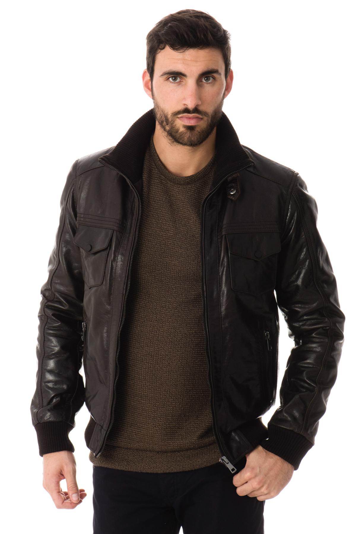 Serge Pariente jacket in brown buffalo leather - Image n°3