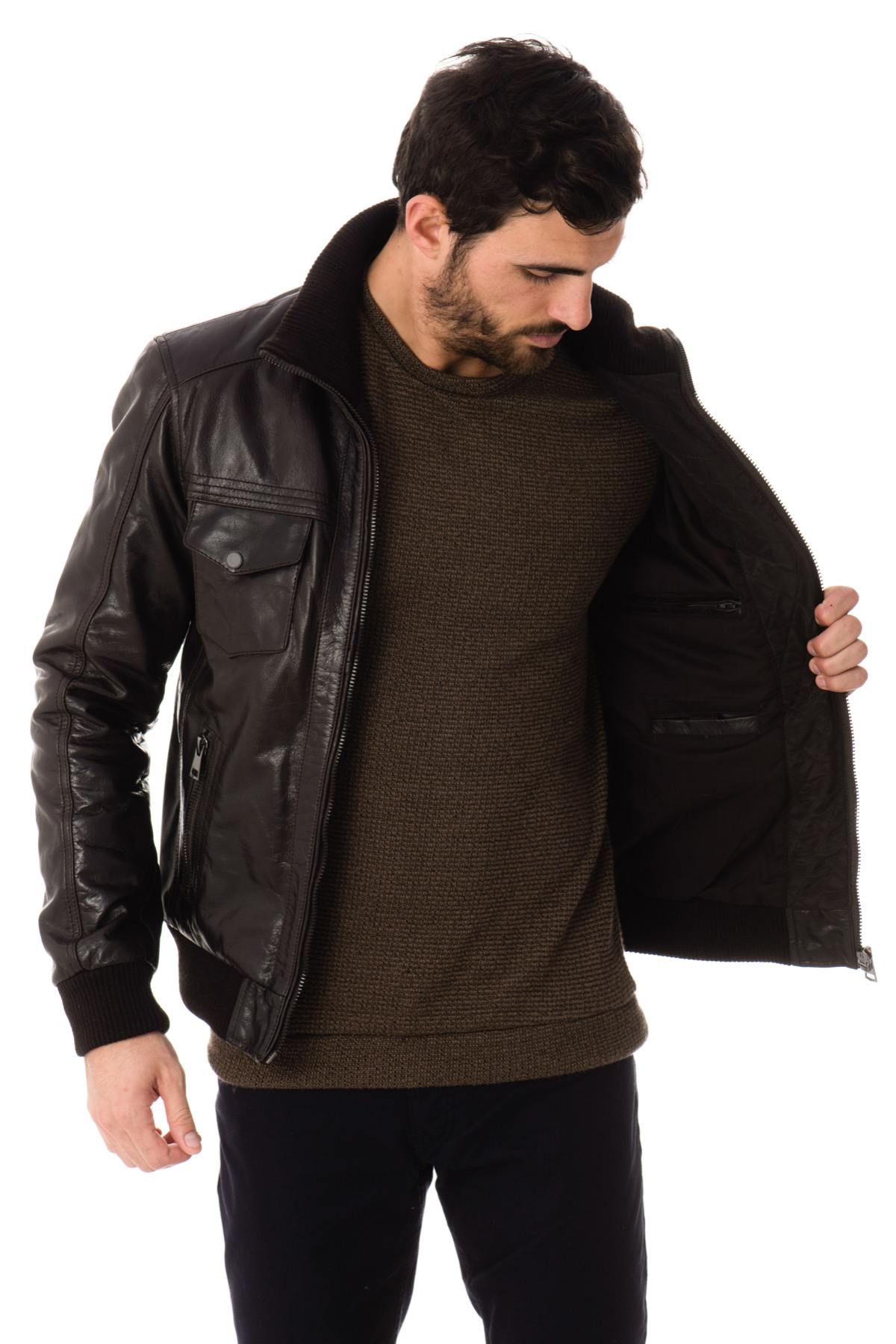 Serge Pariente jacket in brown buffalo leather - Image n°5