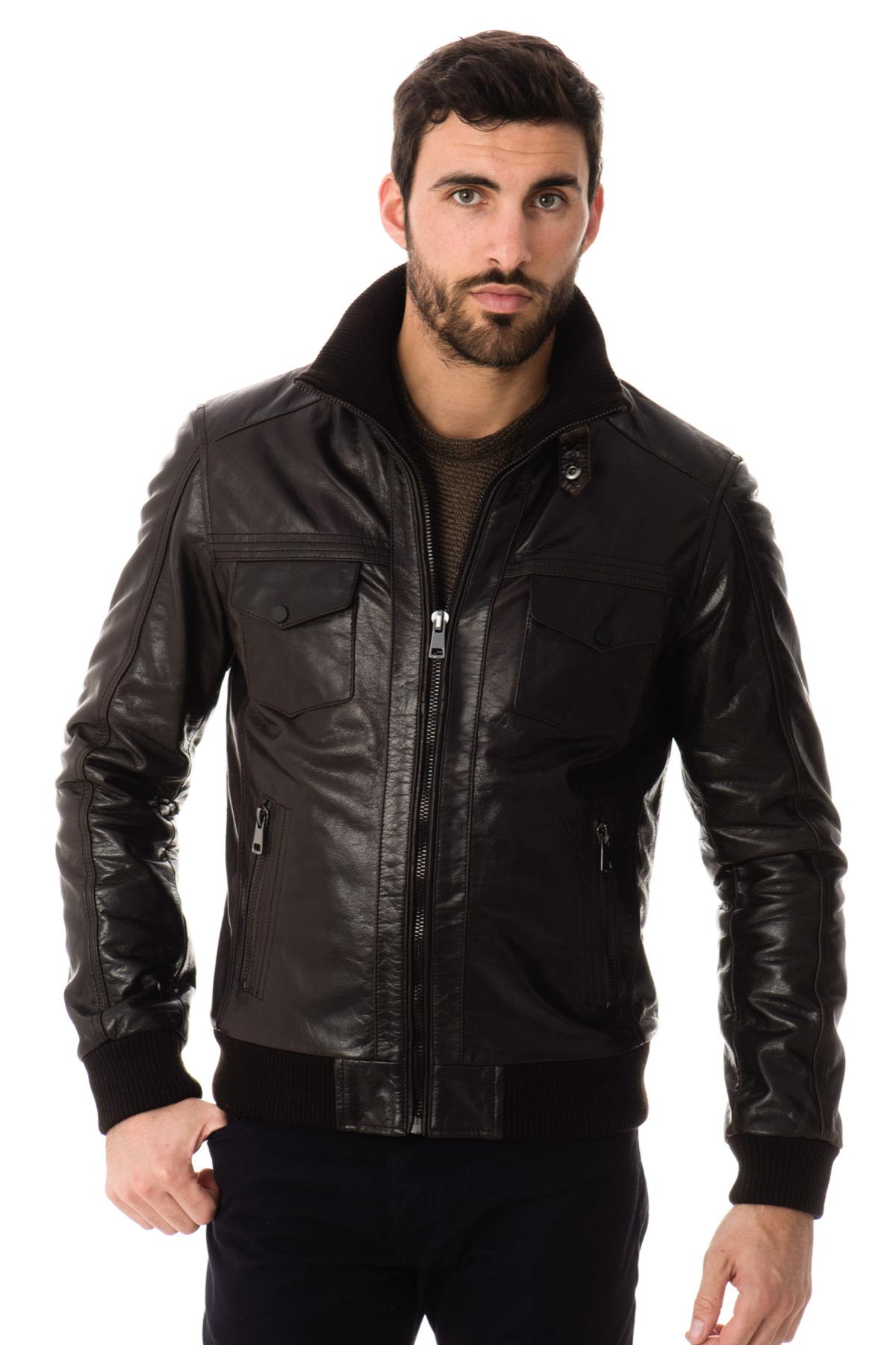 Serge Pariente jacket in brown buffalo leather - Image n°1