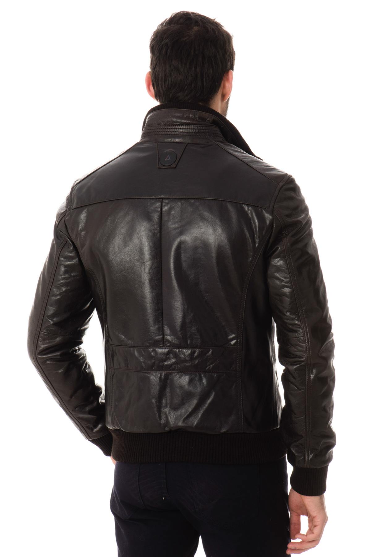 Serge Pariente jacket in brown buffalo leather - Image n°4