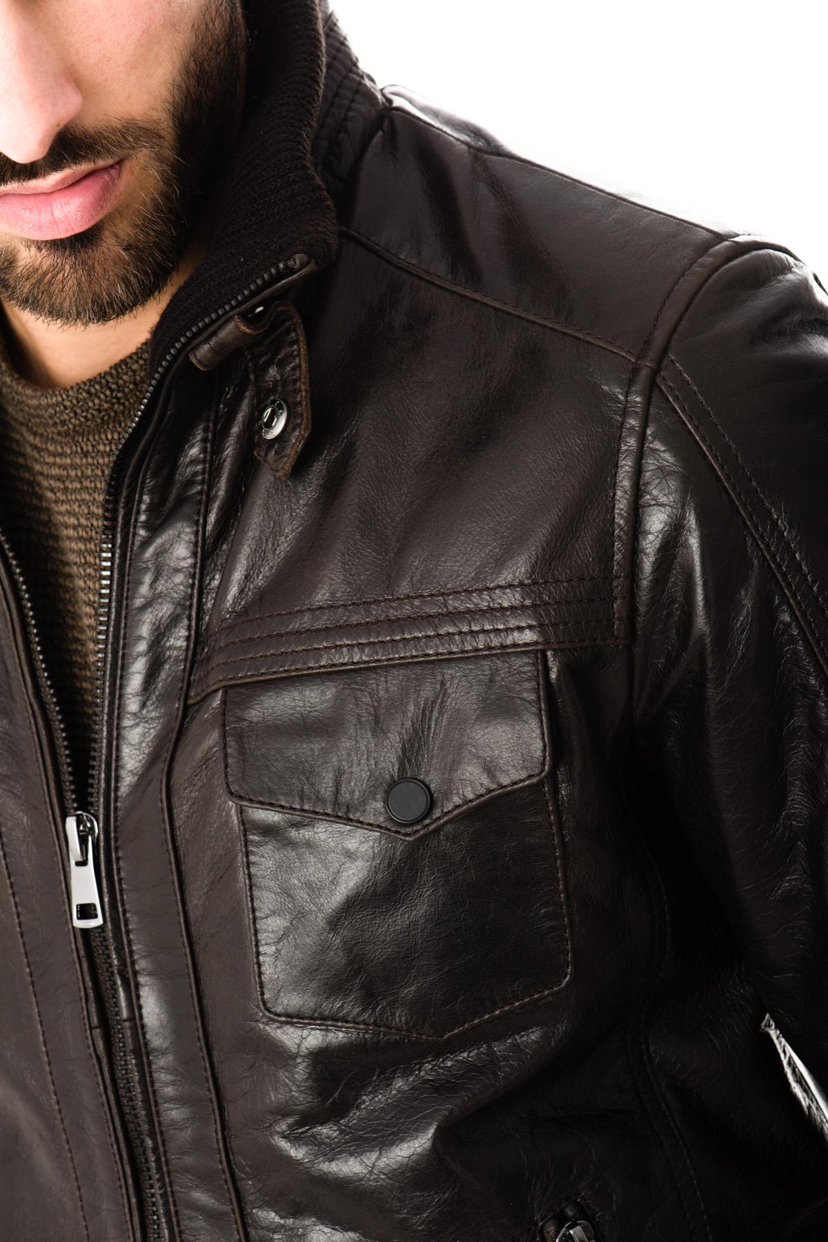 Serge Pariente jacket in brown buffalo leather - Image n°6