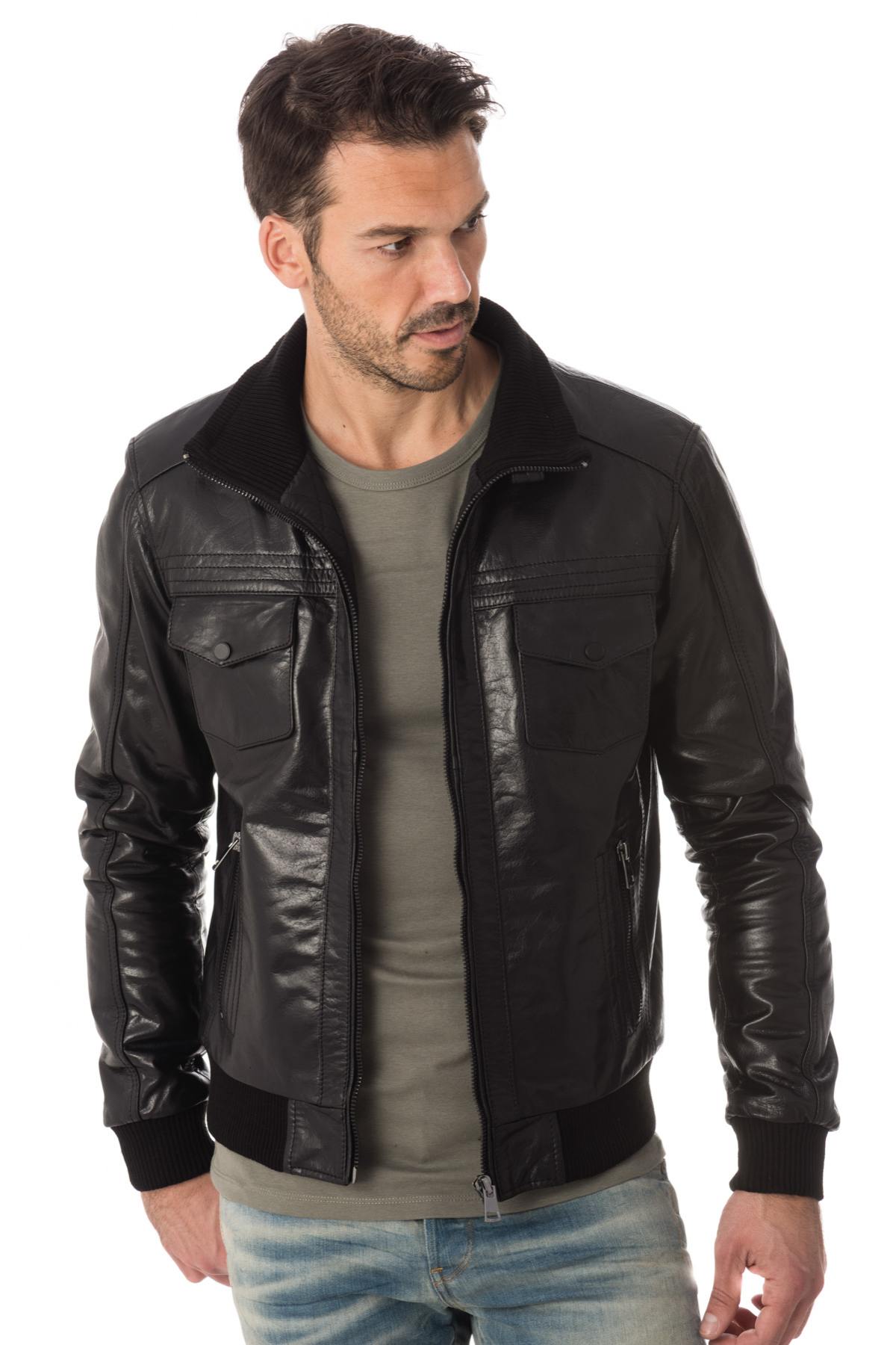 Serge Pariente jacket in black buffalo leather - Image n°3