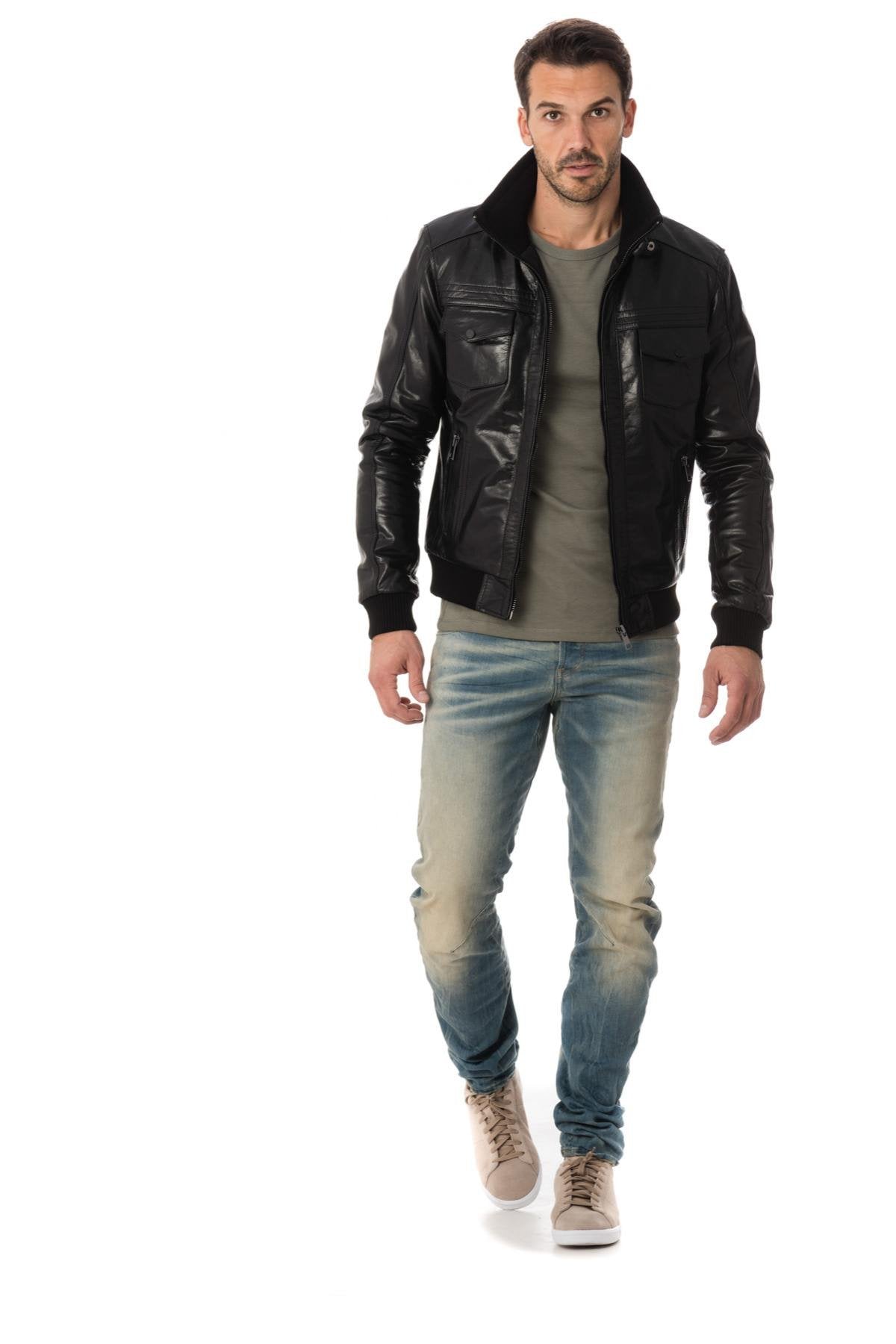 Serge Pariente jacket in black buffalo leather - Image n°2