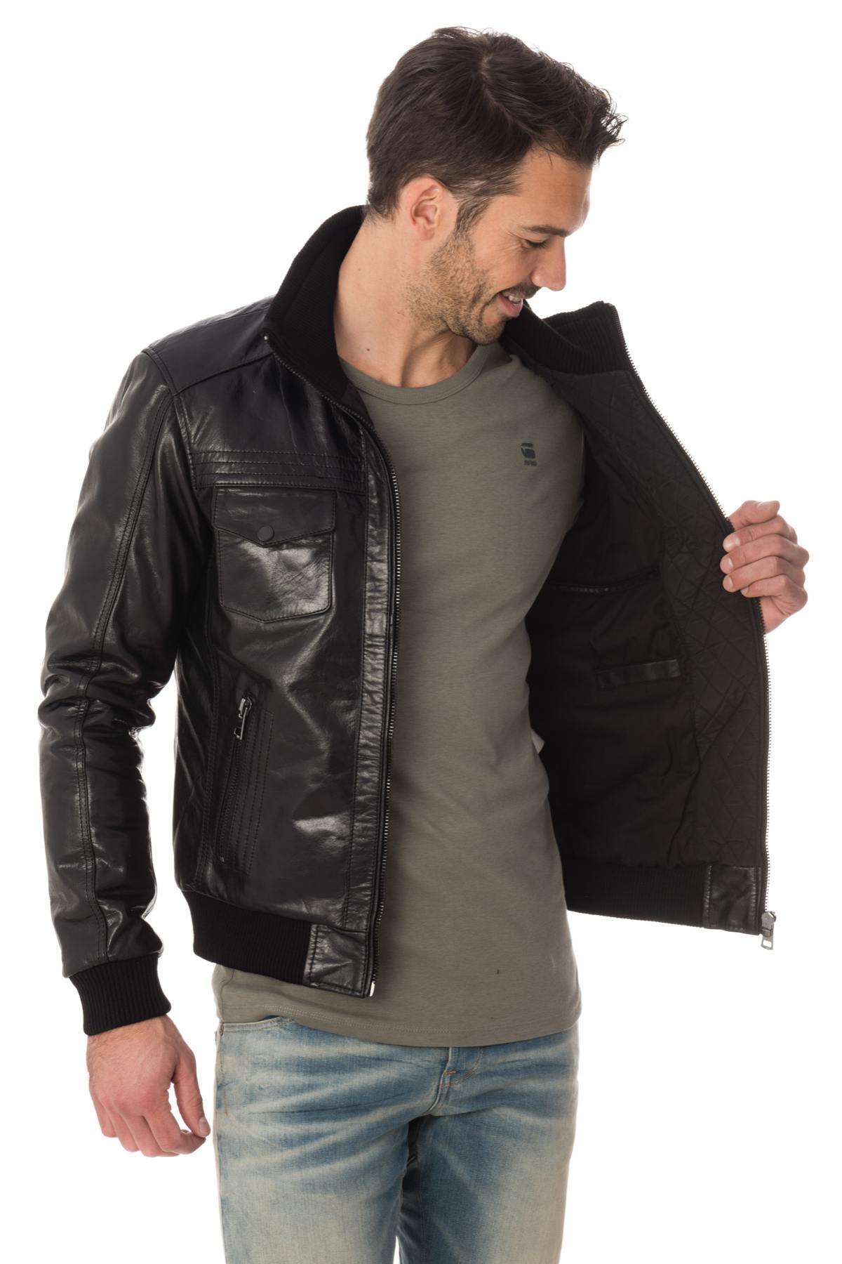 Serge Pariente jacket in black buffalo leather - Image n°4