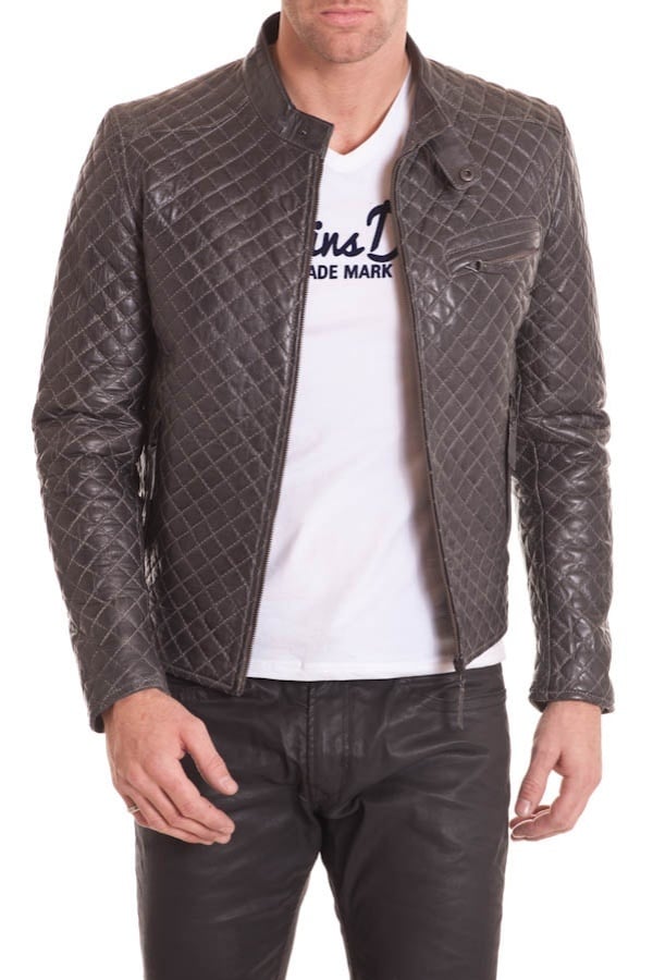 Men's Gray Leather Jacket Serge Pariente - Image n°1