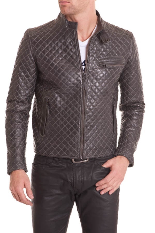 Men's Gray Leather Jacket Serge Pariente - Image n°3